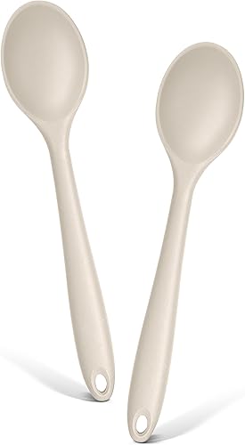 E-far Juego de 2 cucharas de cocina de silicona, resistentes al calor, cucharas de cocina antiadherentes para hornear, agitar, servir, no tĂłxicas y E-far Juego de 2 cucharas de cocina de silicona, resistentes al calor, cucharas de cocina antiadherentes para hornear, agitar, servir, no tĂłxicas y