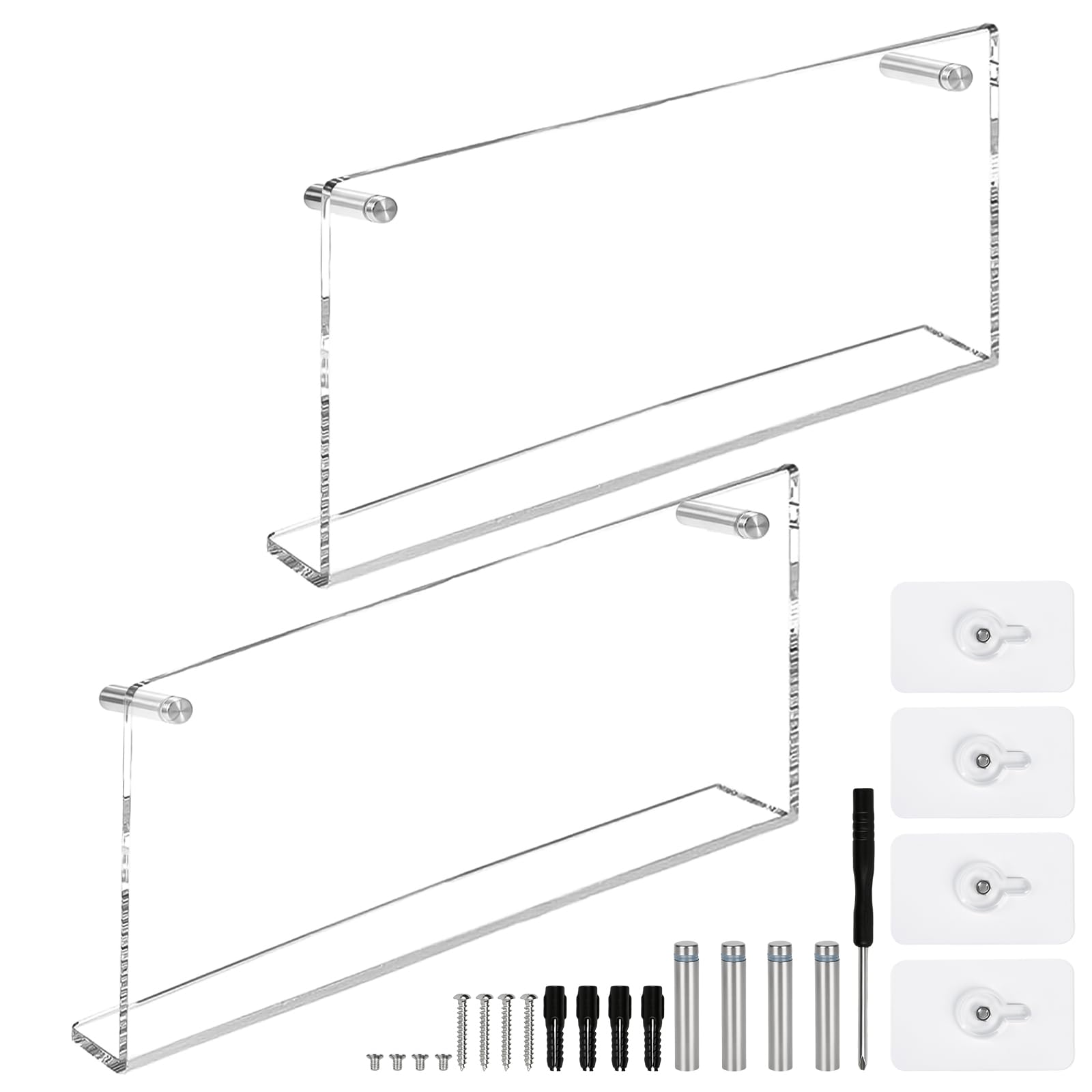 Revistero de acrílico para pared, 2 unidades, 40 cm, estante transparente para folletos, estantería para libros, organizador para oficina, carta, dormitorio, escuelas, sala de estar