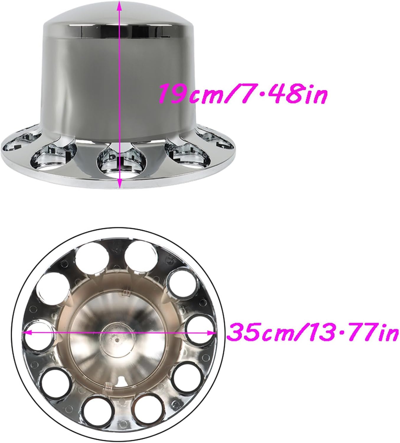 GXYWADY Set of 4 Rear Wheel Axle Covers with 33mm Hub Caps Lug Nuts Replacement for Semi Truck