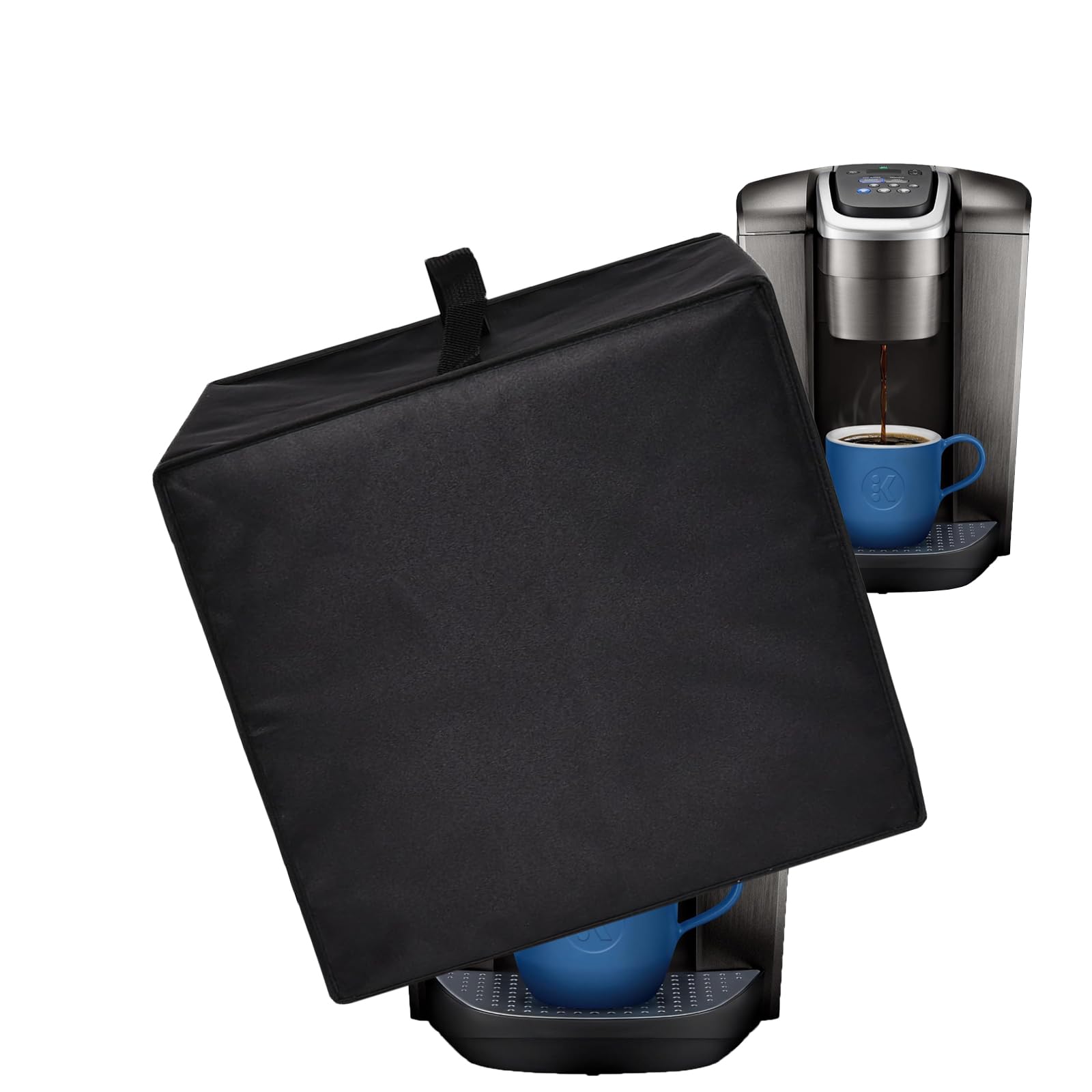 Coffee Maker Cover for Keurig K-Elite Single Serve K-Cup Pod Coffee Maker, Heavy Duty Waterproof Dust Cover Protective Coffee Machine Lid Compatible for Hamilton Beach 12 Cup Coffee Machine (Black)