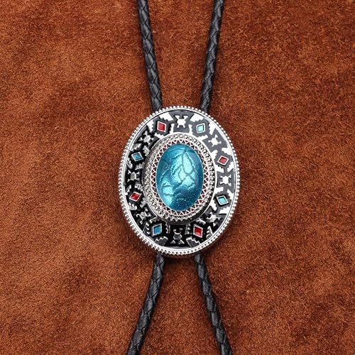 Image of Jeilwiy Bolo Tie for Men Western Cowboy Tie Necklace Gold Bolo Tie Leather Necktie Halloween Tie Accessories for Women