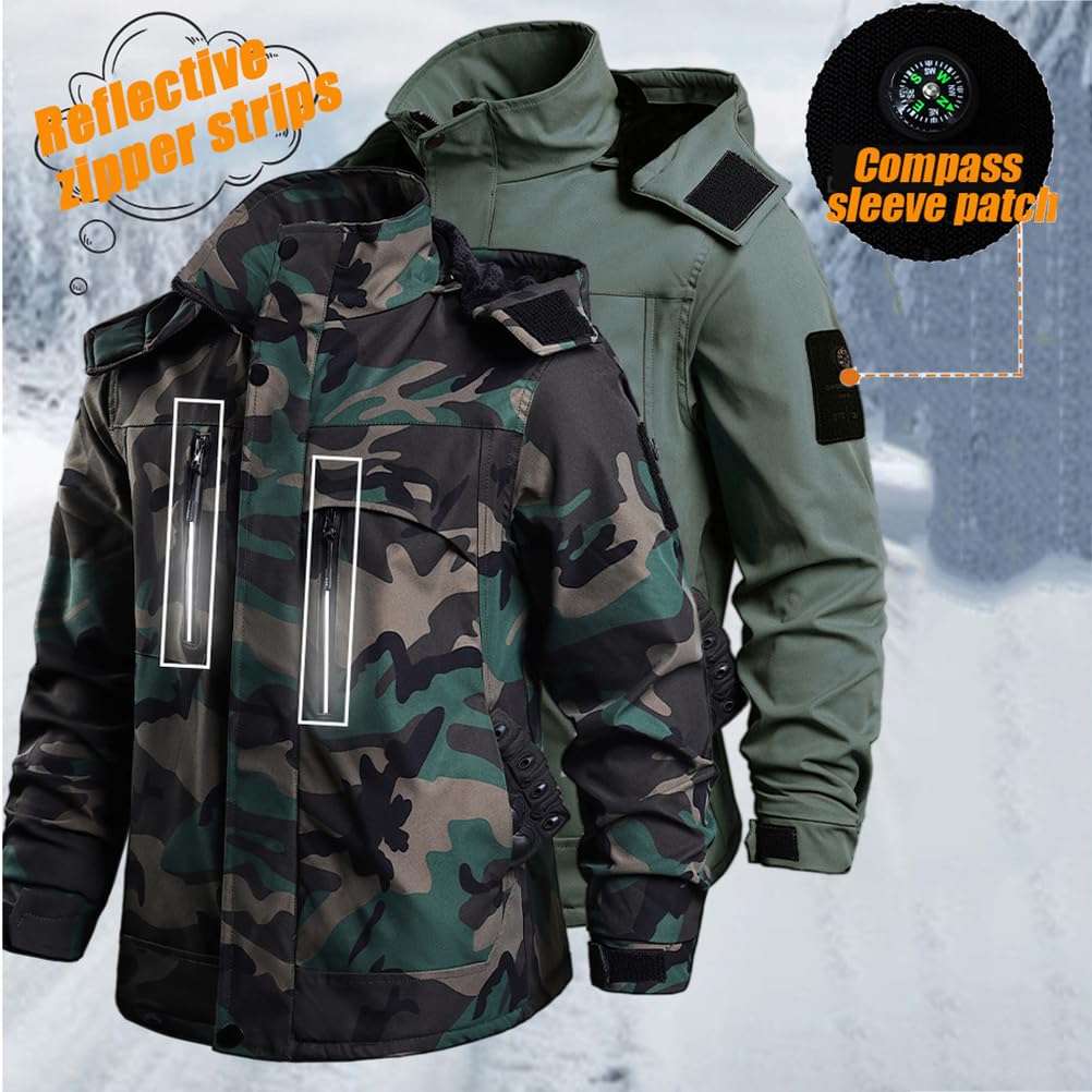 Tactical Suit - Conjunto de chaqueta y pantalones de forro polar térmico para exteriores, impermeable, 2 piezas para caza y uso militar