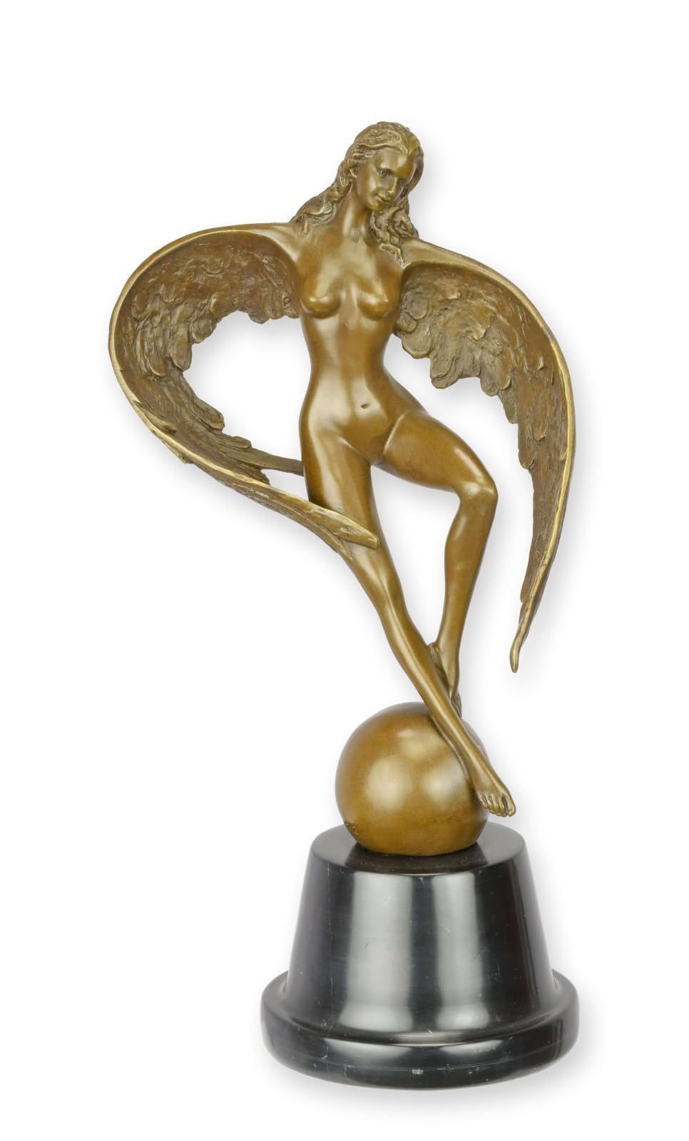 Sculpture en bronze femme avec ailes de style rétro pour une décoration d'exception