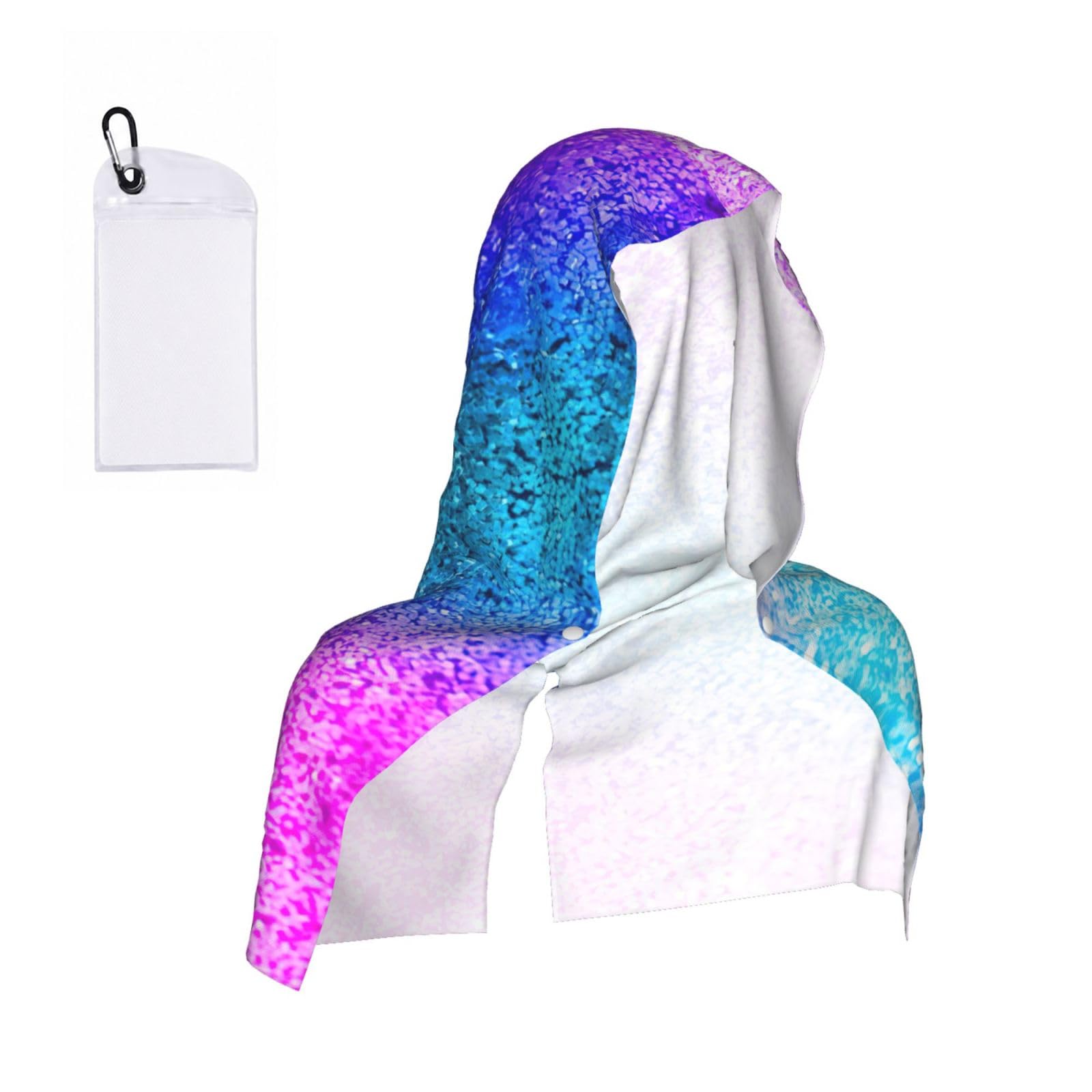 DUWAA Glitter Sequin Spot Print Cooling Hooded Sports Towel, 30×60cm Quick Drying Summer Cool Head Wrap For Neck And Face