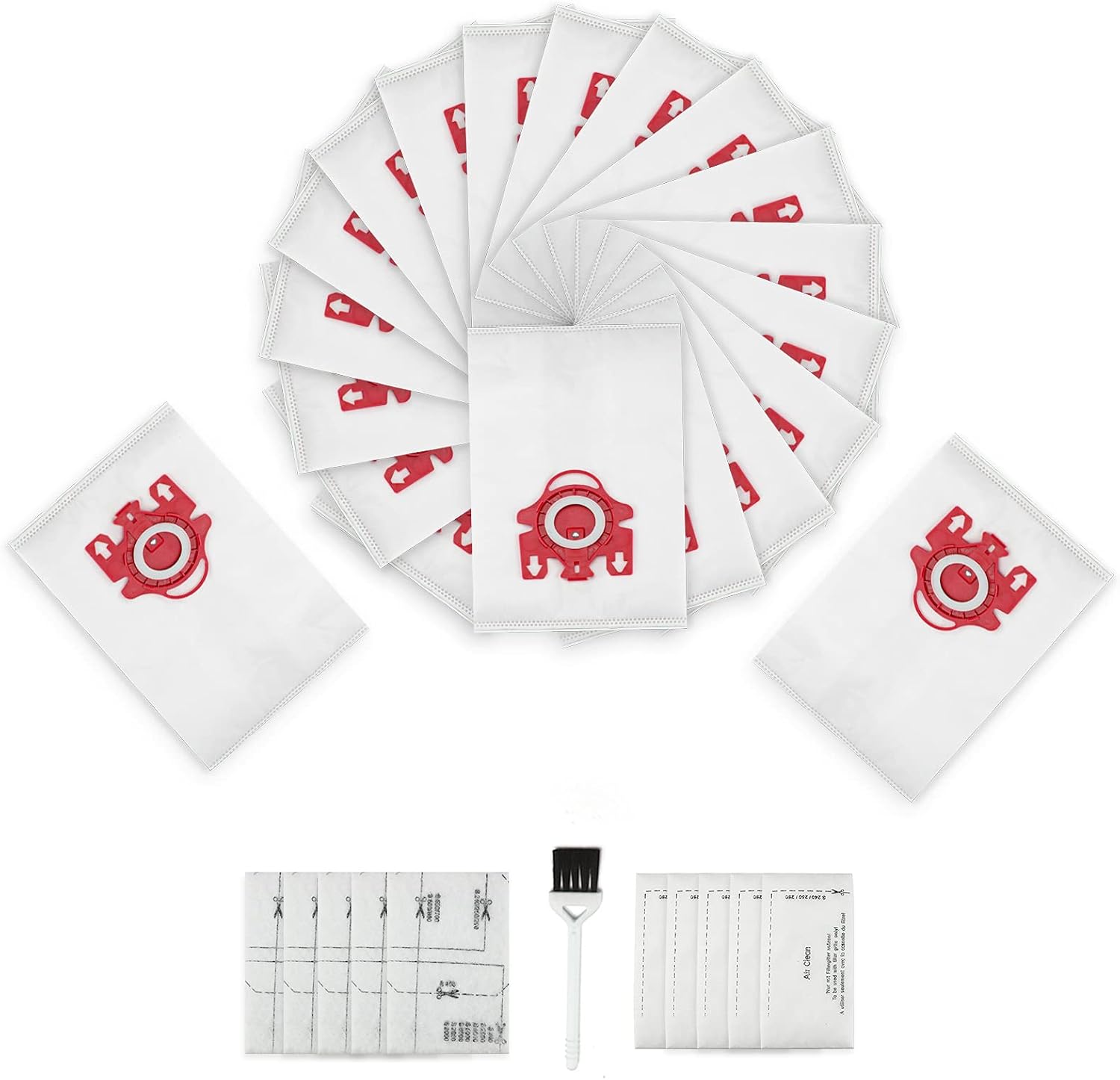 3D Airclean Dust Bags Replacement for Mie.le FJM Compact C2 Compact C1 Complete C1 S241 S290 S300i S500 S700 S4 S6 Series (Pack of 20) with 5 Motor Protection Filters 5 Air.Clean Filters