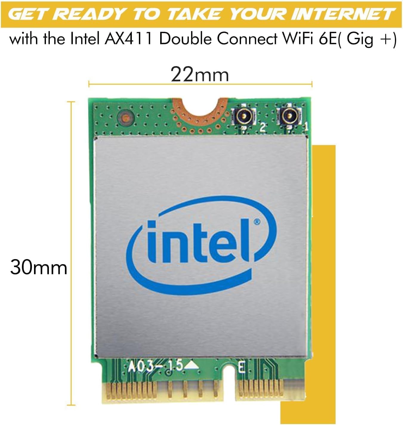 WiFi 6E Adapter for Intel AX411 | Tri-Band Wireless | Up to 3.0 Gbps | CNVio2 M.2 Format for PCs | Bluetooth 5.3 Support | for Intel 12th Gen and Newer CPUs, Windows 10/11, Linux | AX411NGW