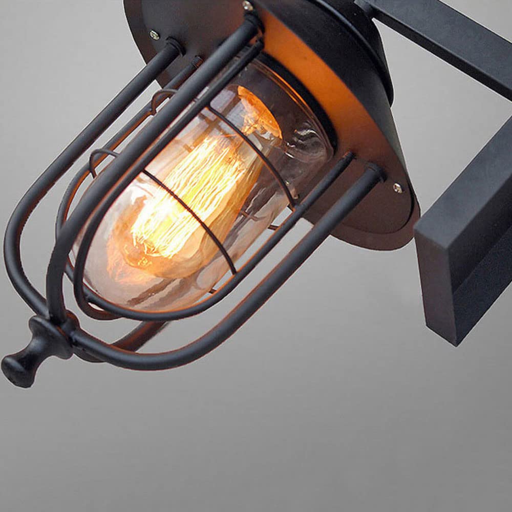 Kinkiety Zewnętrzne Baska, Przemysłowa, Czarna, Metalowa, Wodoodporna, Do Montażu Na Ścianie, Zewnętrzne Lampy E27 Do Domu Z Przezroczystym Kloszem Szklanym Do Garażu