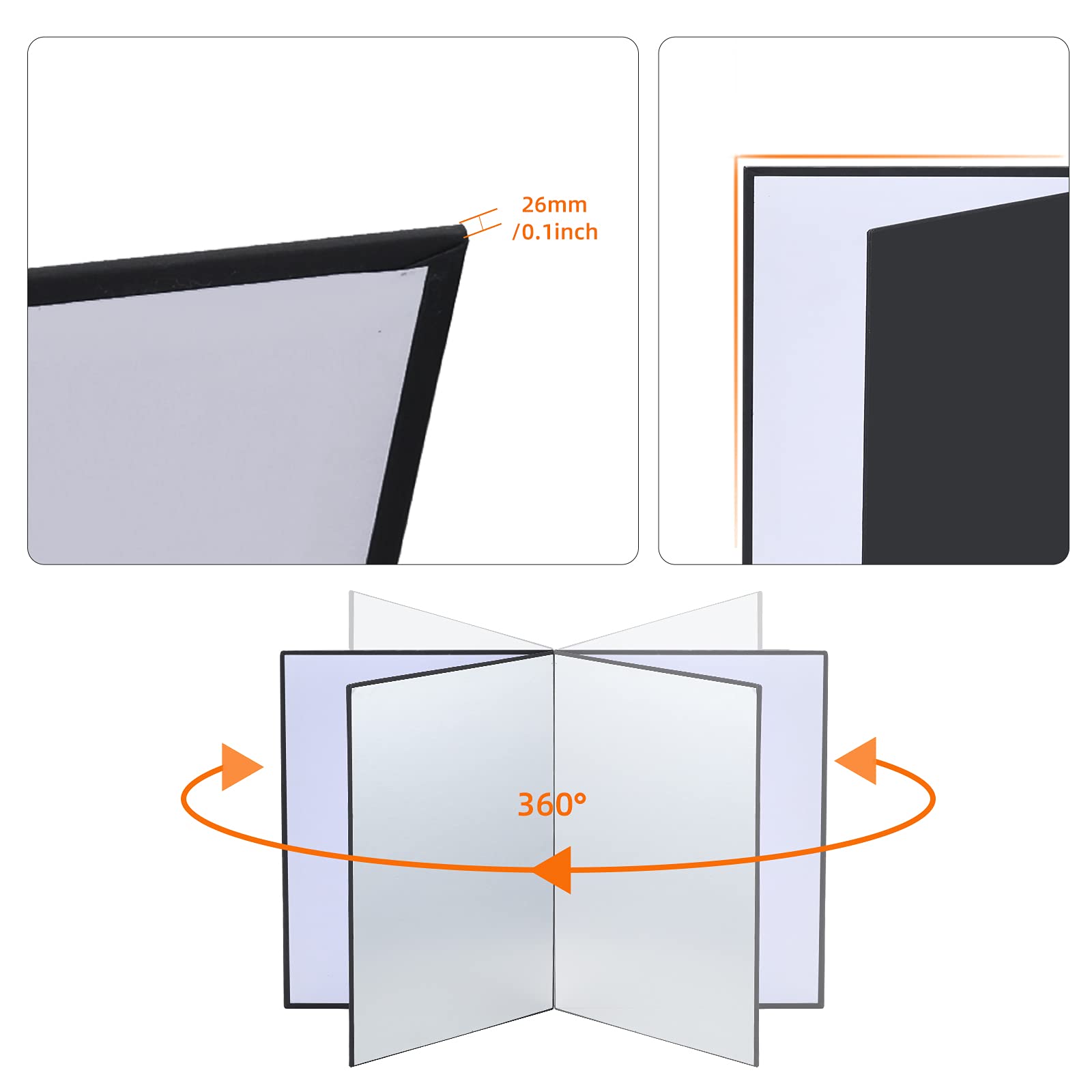Soonpho Reflector de luz 3 en 1 para fotografía A4 x 2, 21 x 29 cm, accesorio de fotografía para bodegones, joyas, alimentos, fotografía de productos, foto (oro/plata, blanco, negro)