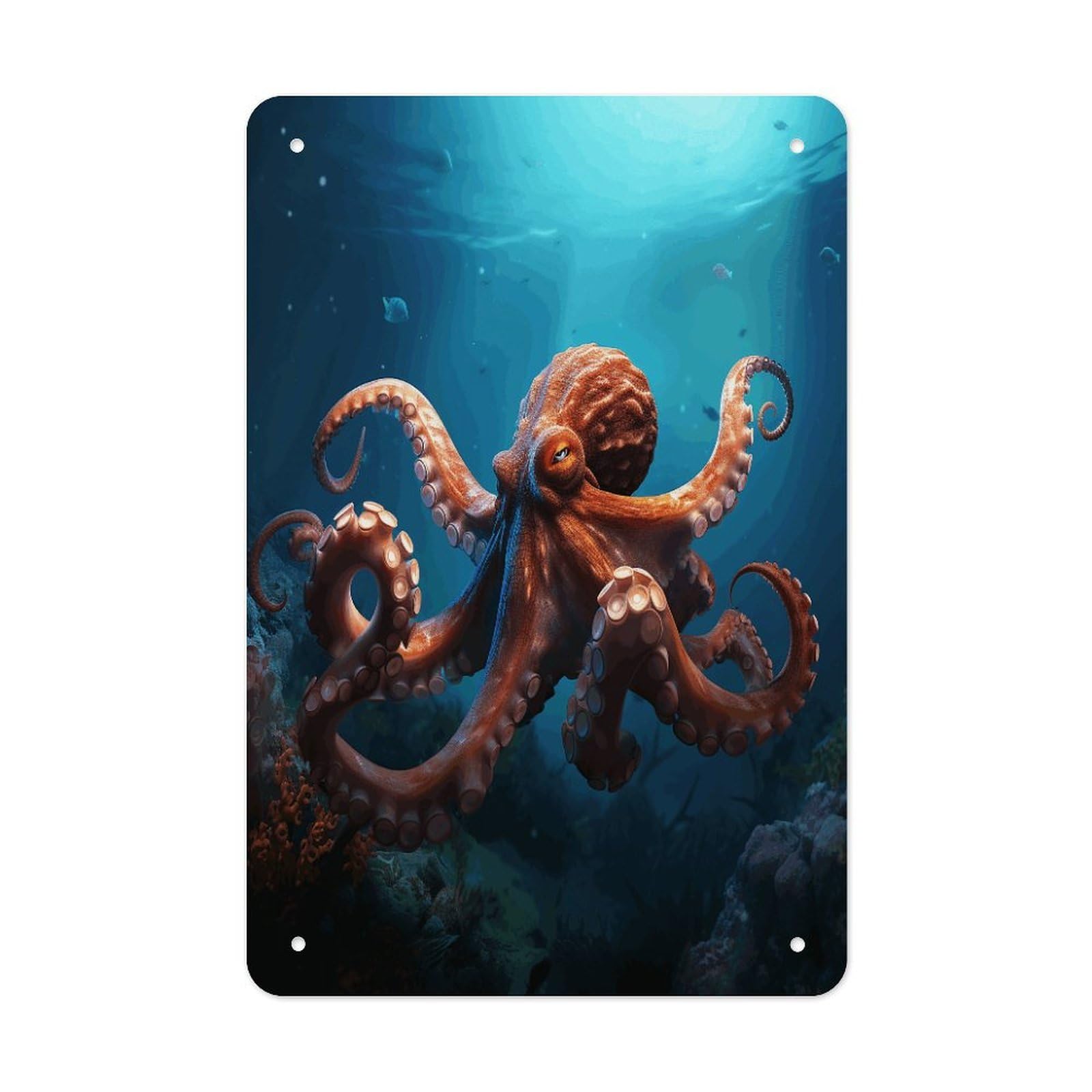 VstaDank Ocean Animal Octopus Metal Tin Signs Personalized Wall Art Prints Decoration Art Poster Funny Vintage Tin Sign Iron Sheet Painting Metal Signboard Decor Painting for Wall Decor