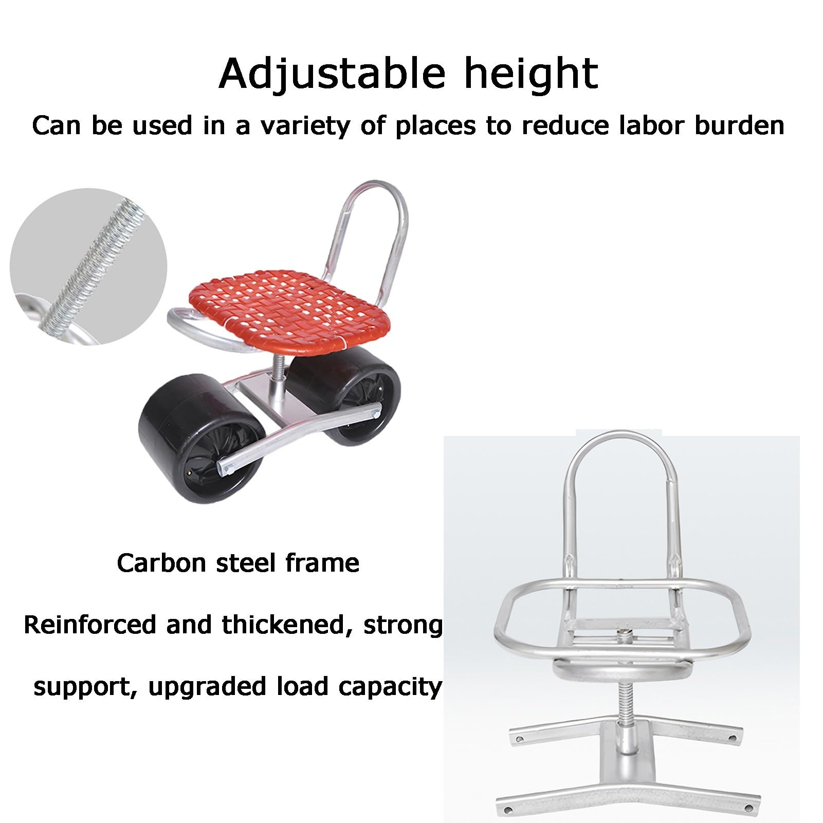 Genérico Taburete De Jardín con Ruedas, Altura Ajustable De 22 A 36 Cm, Ligero Y Útil For Jardinería, Ideal For Huertos, Granjas Y Balcones.(Green)