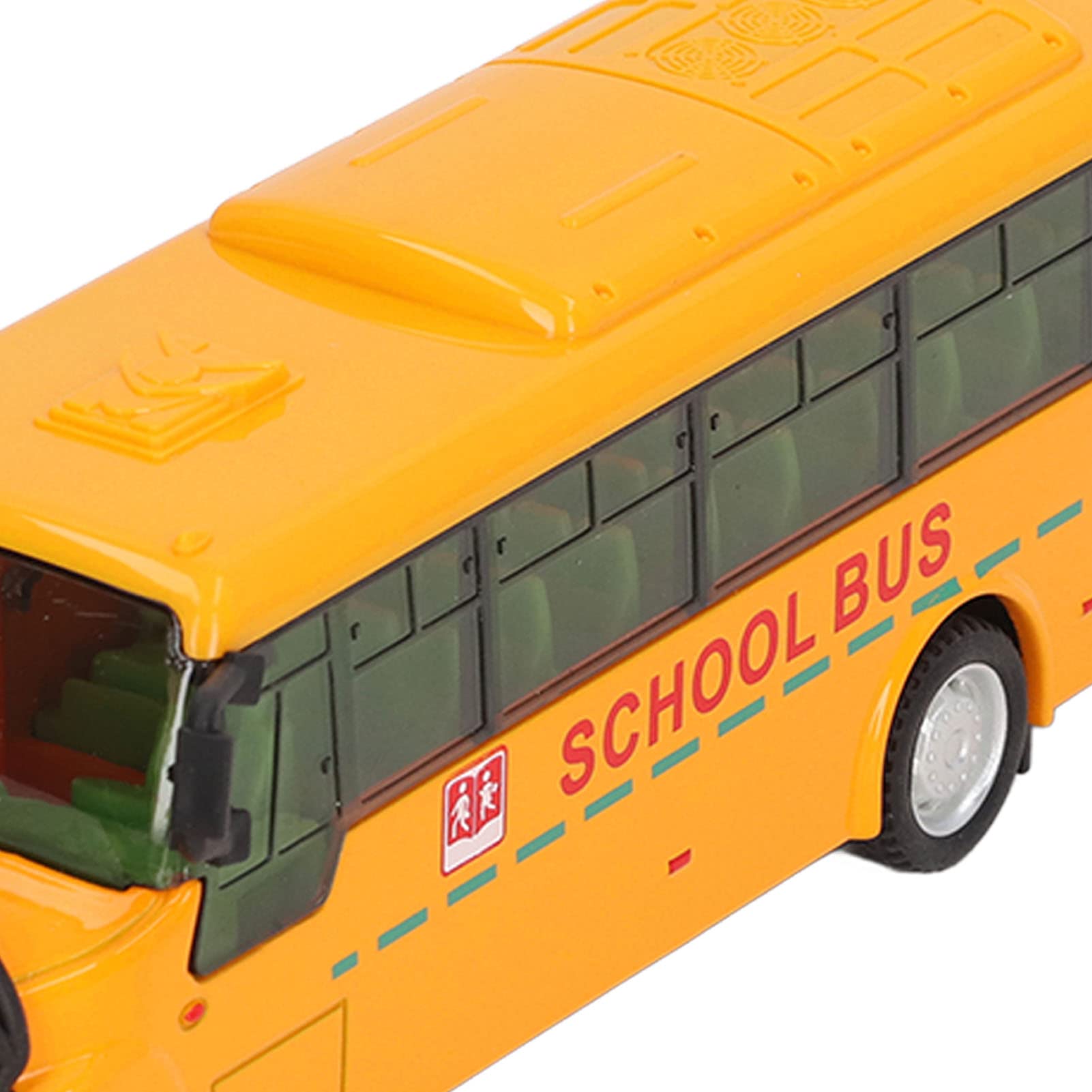 Modello di Autobus Scuola Giallo in Lega Pressofuso Porta Aperta 1:32, Veicolo Giocattolo con Luci e Suoni