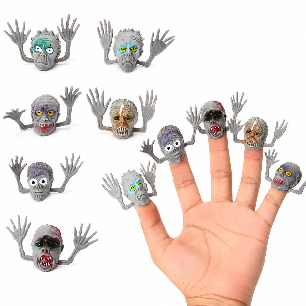 Hemoton Halloween Finger Puppets Zombie Finger Puppets Grey 12 Pack