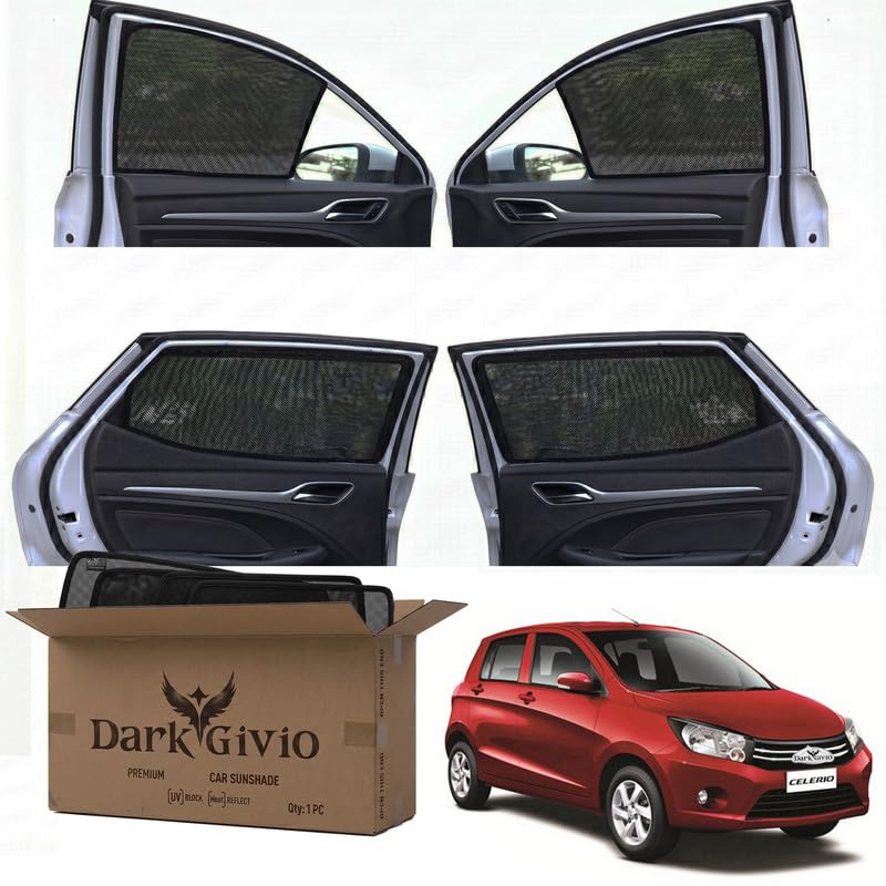 Image of Car Window Sun Shade Protector for CELERIO | Exact Fit Non-Magnetic Half Cut Sunshade (Set of 4 /6) | UV Blocker Side Window Car Curtains & Interior Accessory