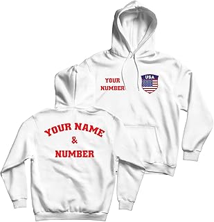 Sudadera con Capucha de Fútbol de EE.UU. con Su Nombre y Número | Insignia de Bandera Americana Personalizada | Copa del Mundo 2022