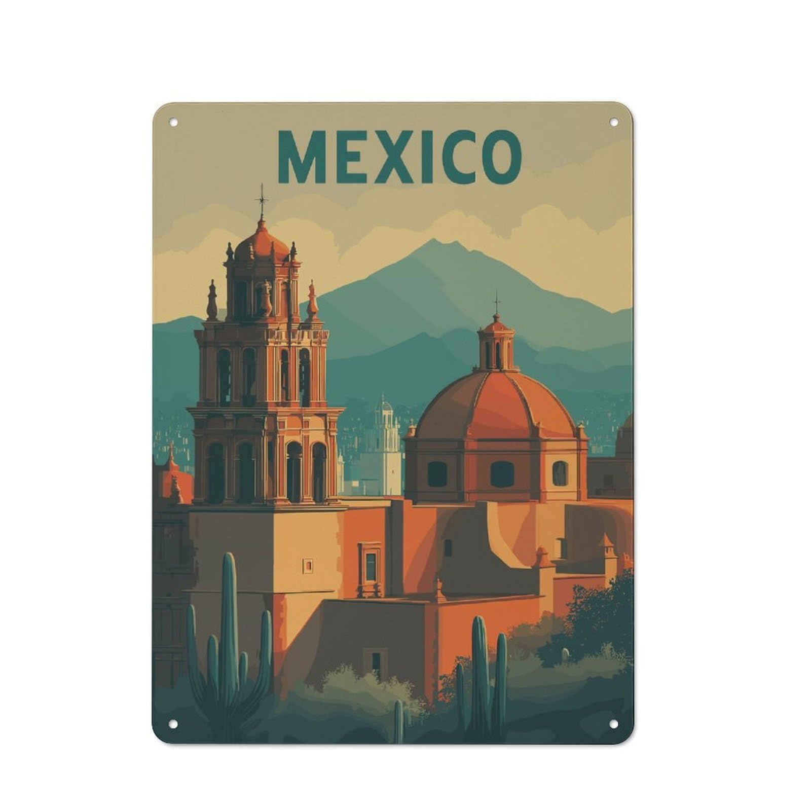 Junmoney Style-20 Retro Metal Wall Sign 40X30cm With Vintage Mexico Travel For Hallway Wall, Suited To Hallway Decor Lovers