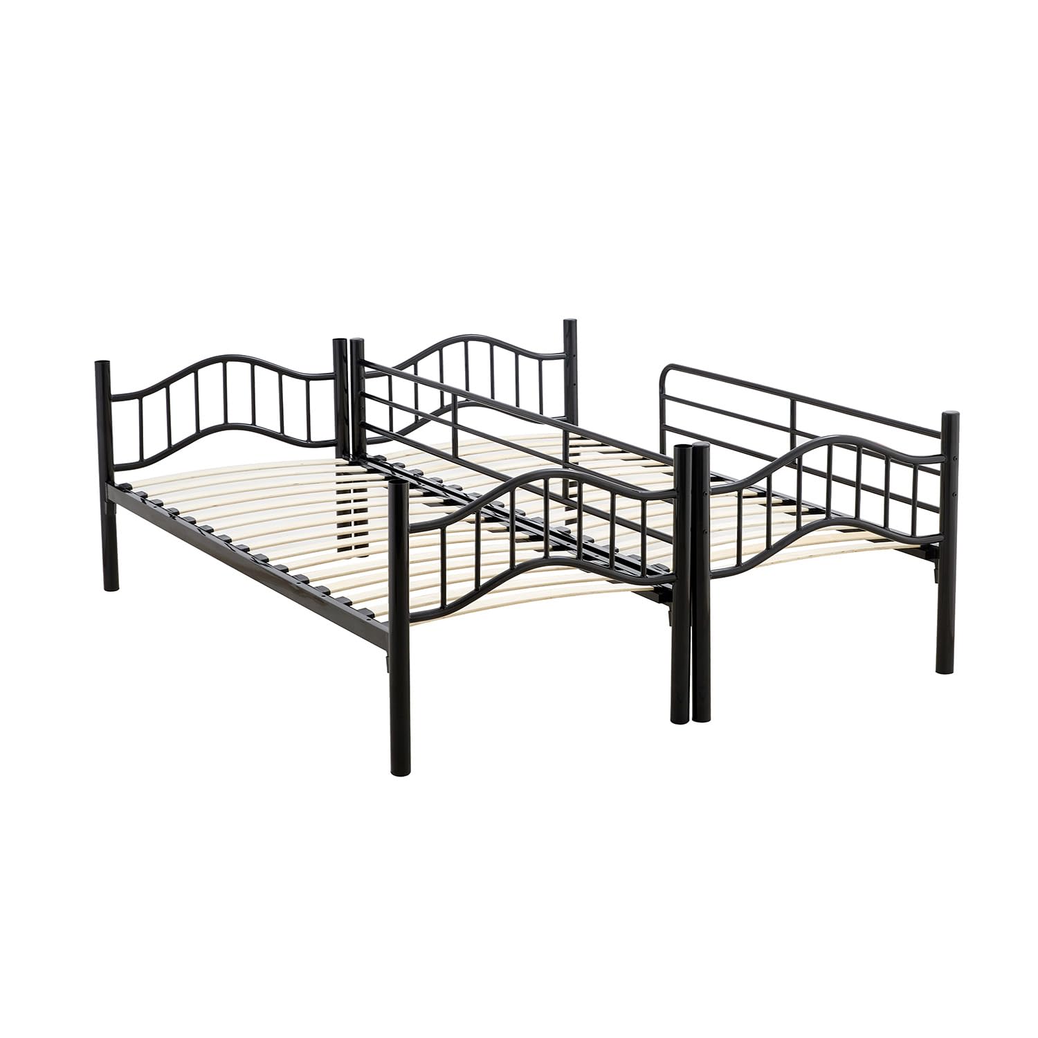 Arredo Stock Letto a castello in metallo con doghe in legno, 203x83x145.5 cm