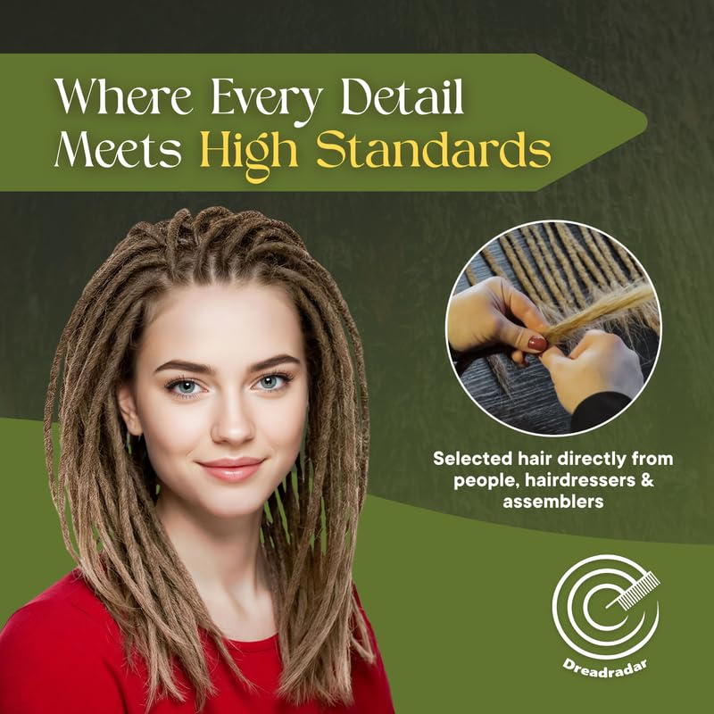 Human Hair Dreadlock Extensions – Handmade Crochet Locs Real Hair Dreads For Every Hairstyle, 10-Strand Bundle Dreads, Natural Looking Shades
