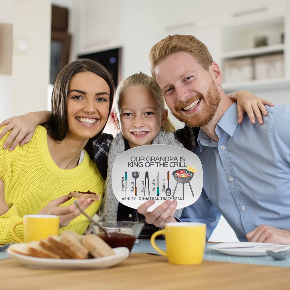 Vassoio da portata ovale in ceramica per barbecue, personalizzabile, per la festa del papà, regalo di compleanno per papà e figlia (stile 6)