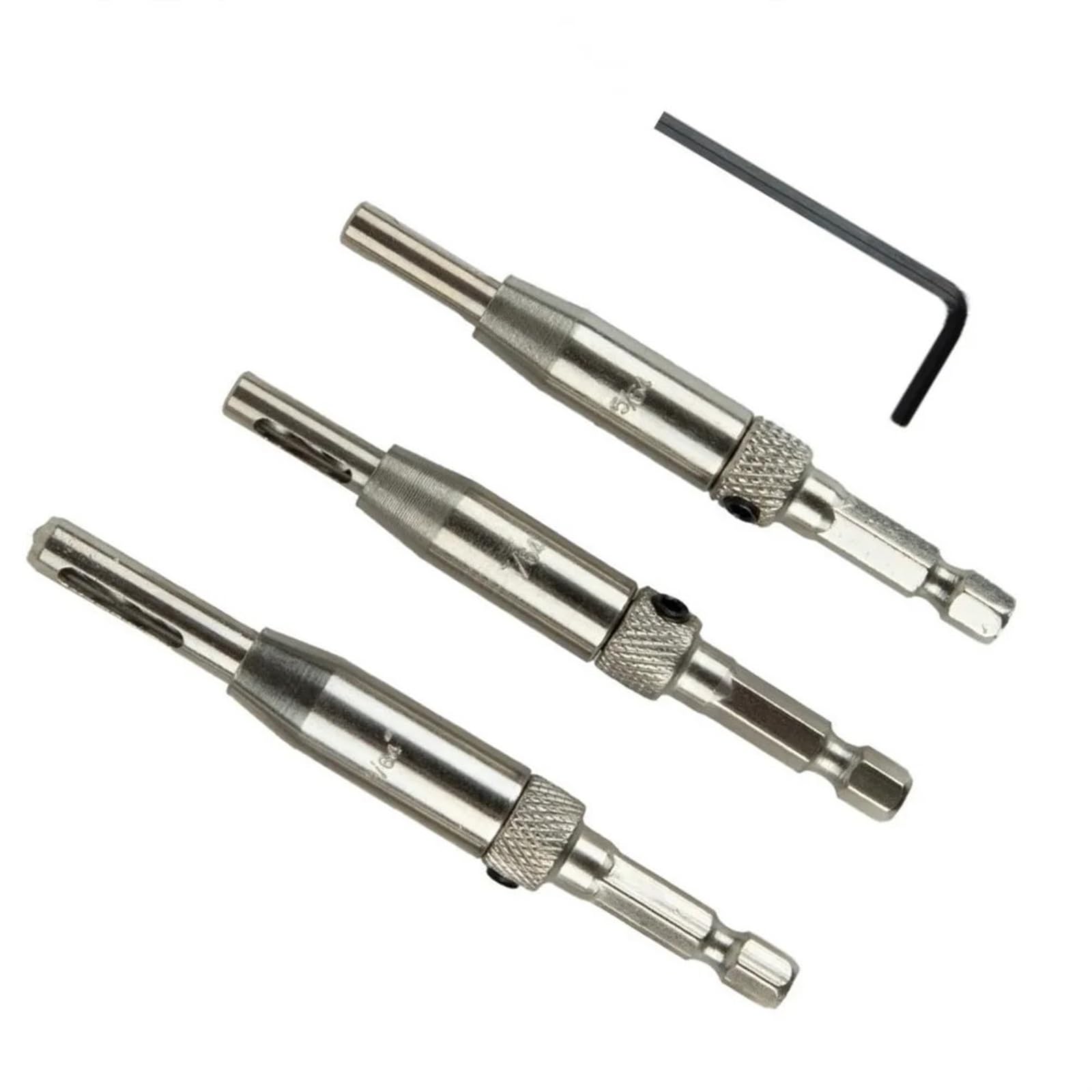 3pcs Self Centering Hinge Drill Bits Set Door Cabinet Pilot Holes HSS Hex Groove Tool Replacement for Cabinet Door