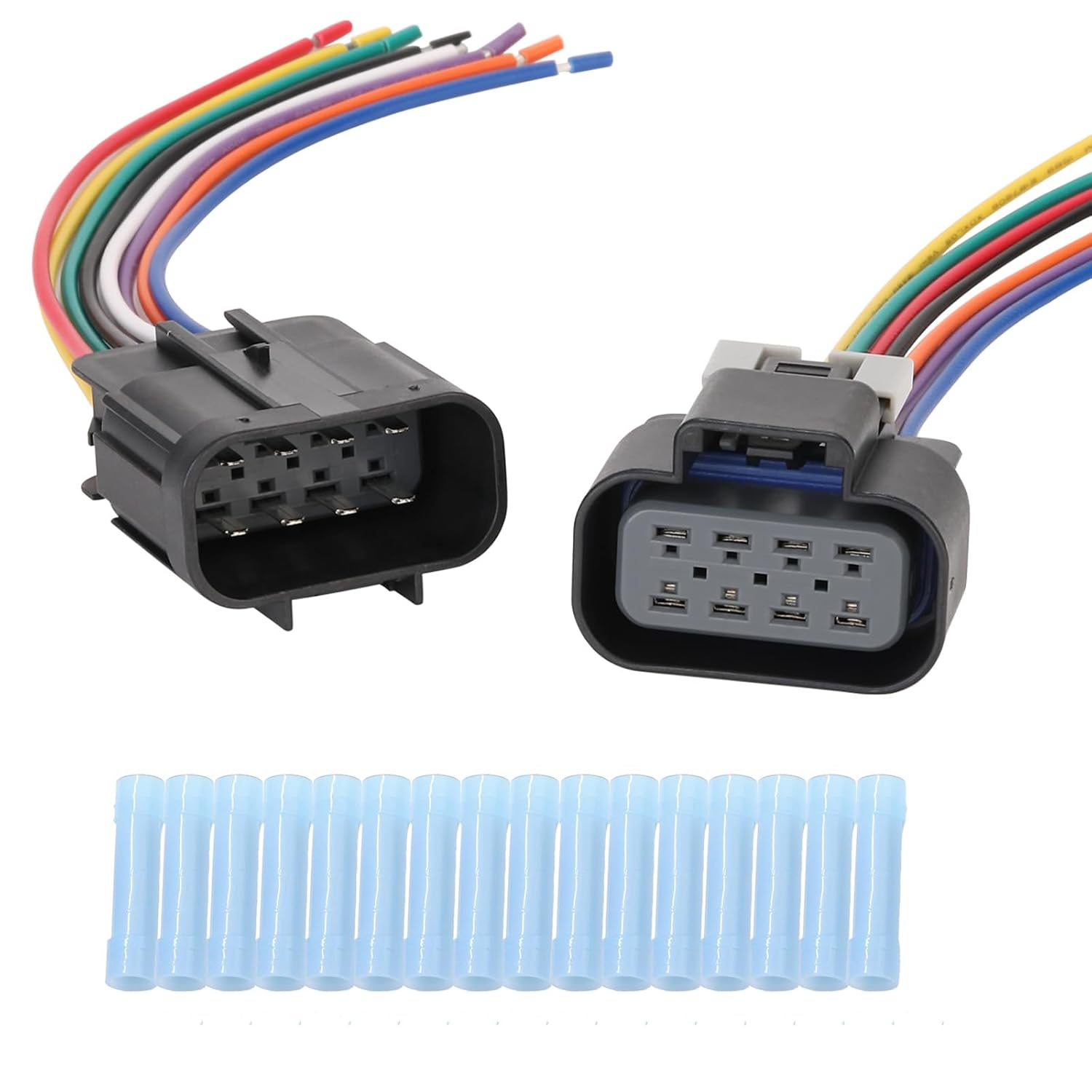 8 Pin Headlights Connector Harness Plug Wire Fit for Chevrolet Silverado 1500 2500 3500 HD 2007-2015 Replace 22853027 22853028, Male and Femail Headlights Left and Right Connector Wire