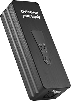 48V/12V Phantom Power Supply for Condenser Microphones Mic Preamp Plug and Play Rechargeable Phantom Power Low Noise and Interference-Free Up to About 18H Working Time Interviews Recording