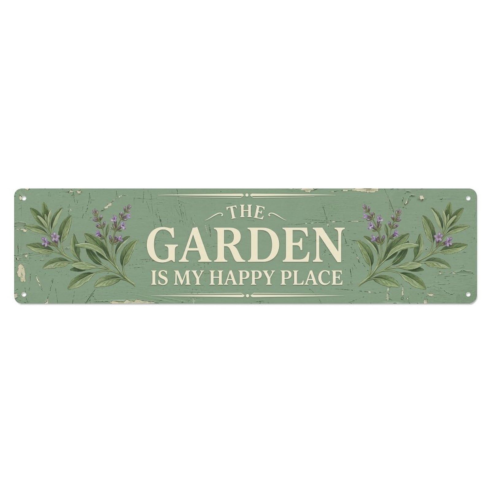 Vintage The Garden Is My Happy Place Sage Herb Metal Tin Sign