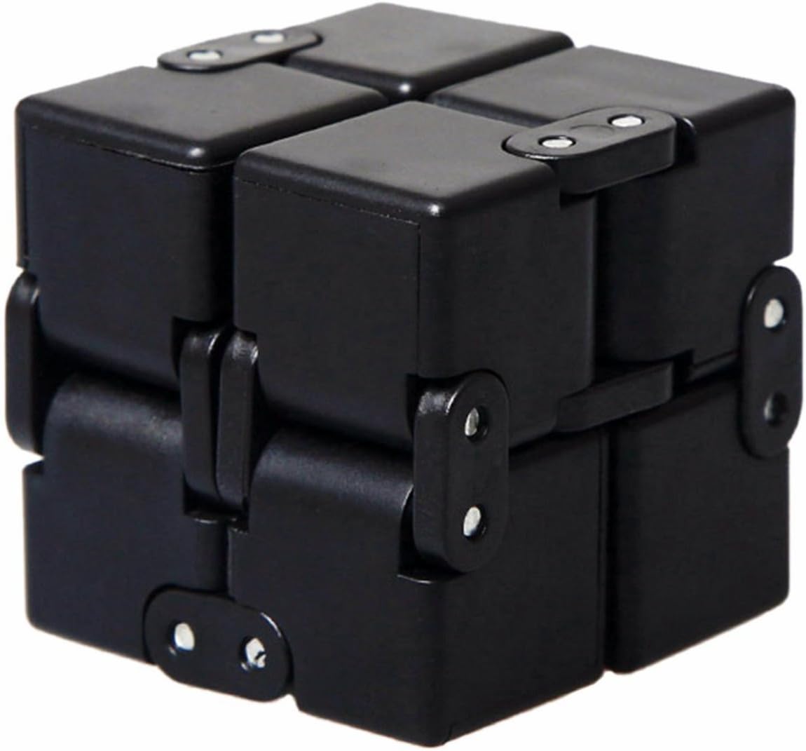 Black Infinity Cube Fidget Toys. Prime Quality Fidget Cubes Gadgets for Adults and Children. Cool Stress Toy, Desk Accessories, Home Office Anxiety Sensory and Stress Relief Puzzle