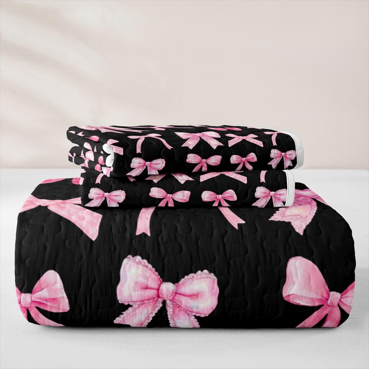 Homewish Rosa Kirsch Schleife Steppdecke 240x260cm