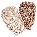 2 Packs Bath Shower Gloves Mitt for Exfoliating and Body Scrubber, Different Styles (Natural jute and Natural Bamboo Fiber）Eco-friendly exfoliating tool for Men and Women