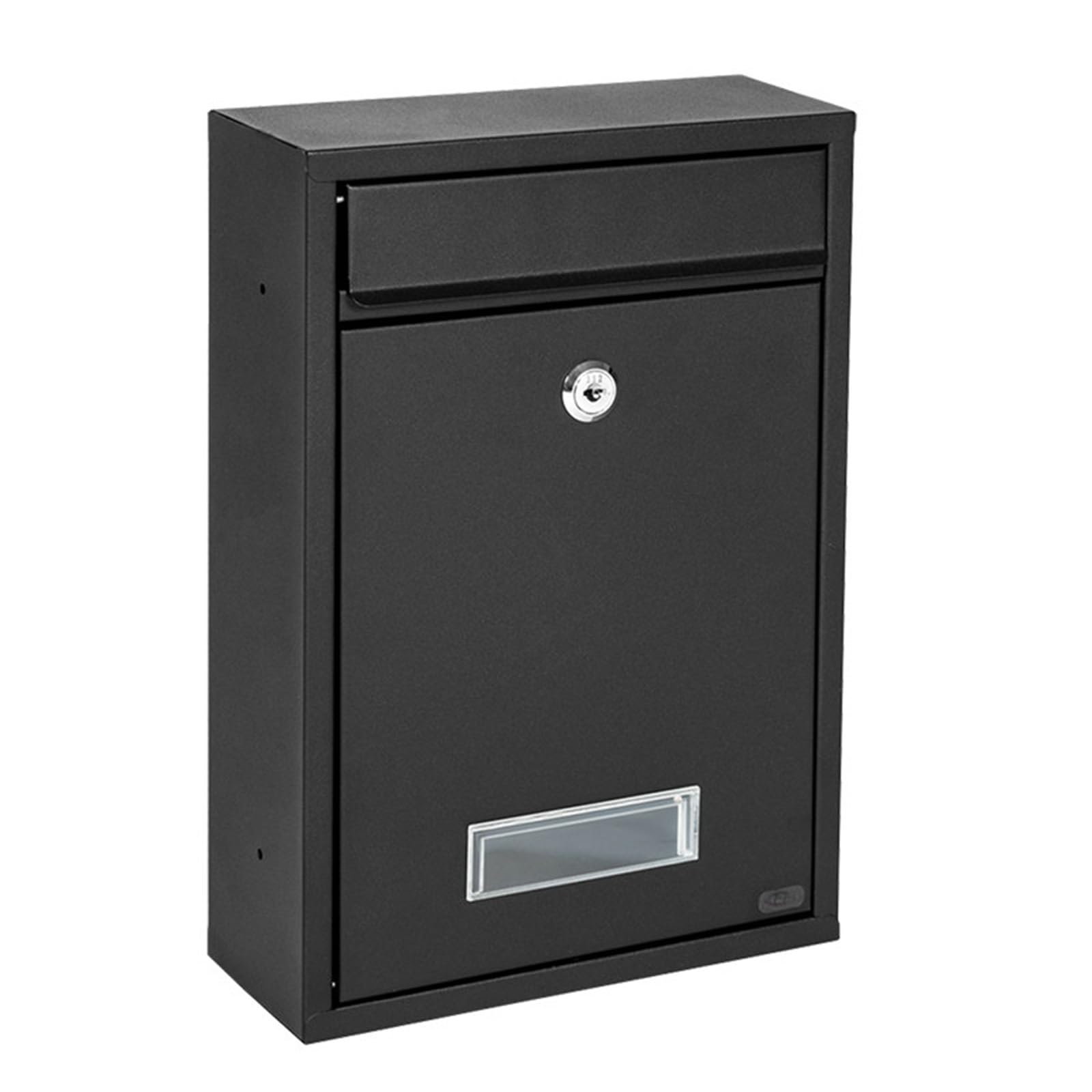 Wall Mount Mailboxes for Outside, Large Capacity Locking Mail Box with Viewing Window Galvanized Steel Mailbox for House Office School(Black)