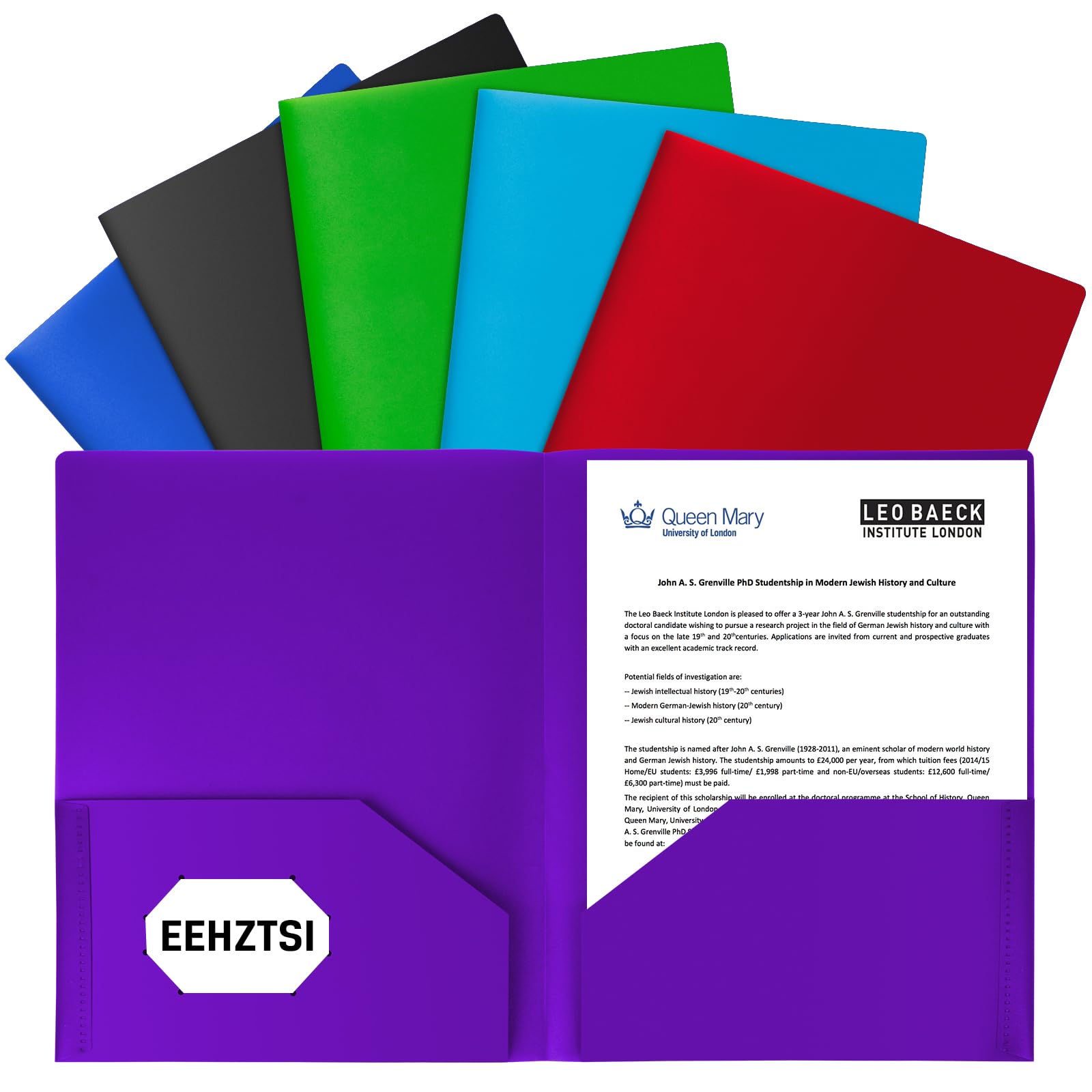 Kunststoff-Ordner mit Taschen, 2 Fächern, Poly-Ordner für 21,6 x 27,9 cm, für Schule, Büro, Zuhause, sortiert, 60 Stück