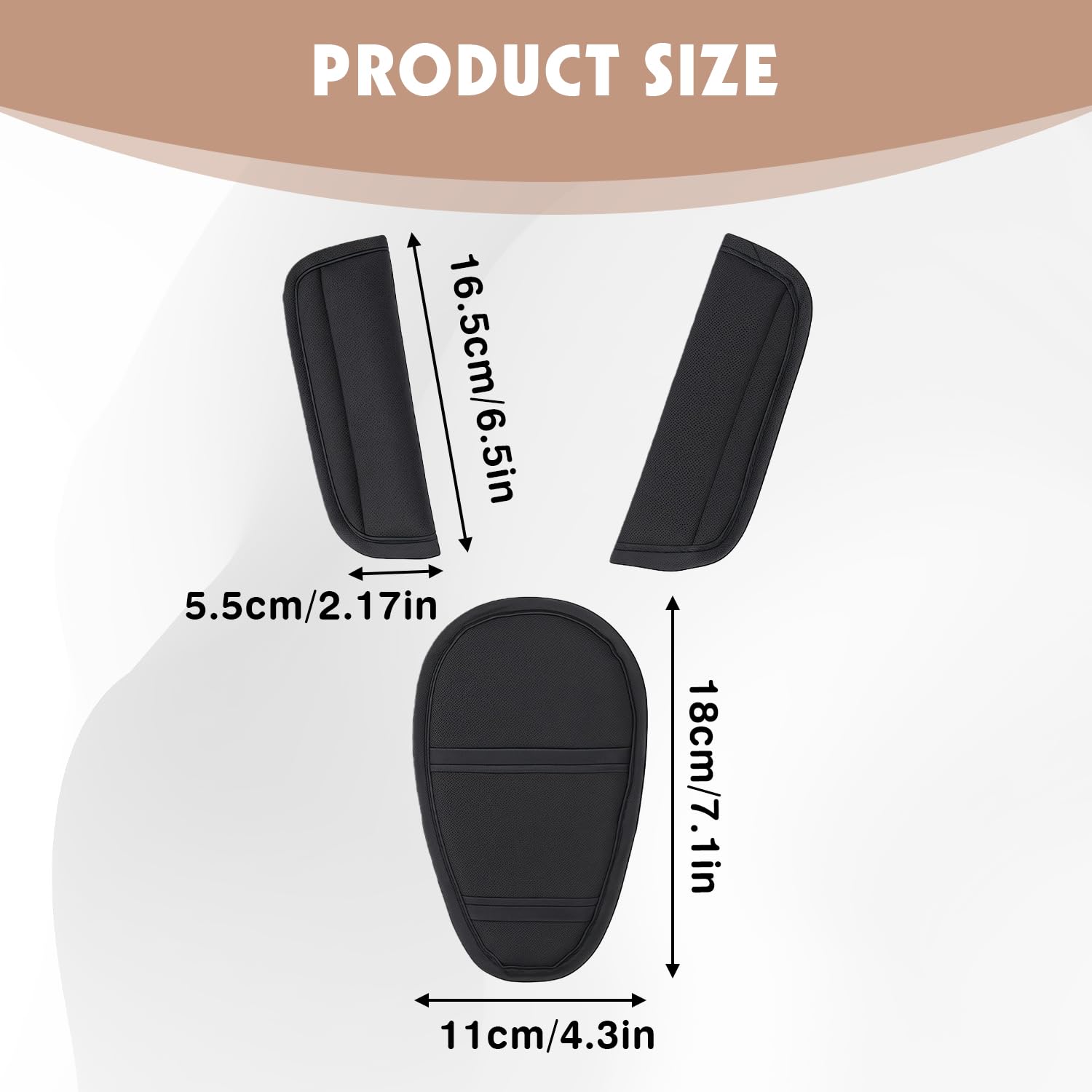 FIGCY 3 Pcs Soft Baby Shoulder Pad & Crotch Cover, Black Kids Seatbelt Covers - Image 2