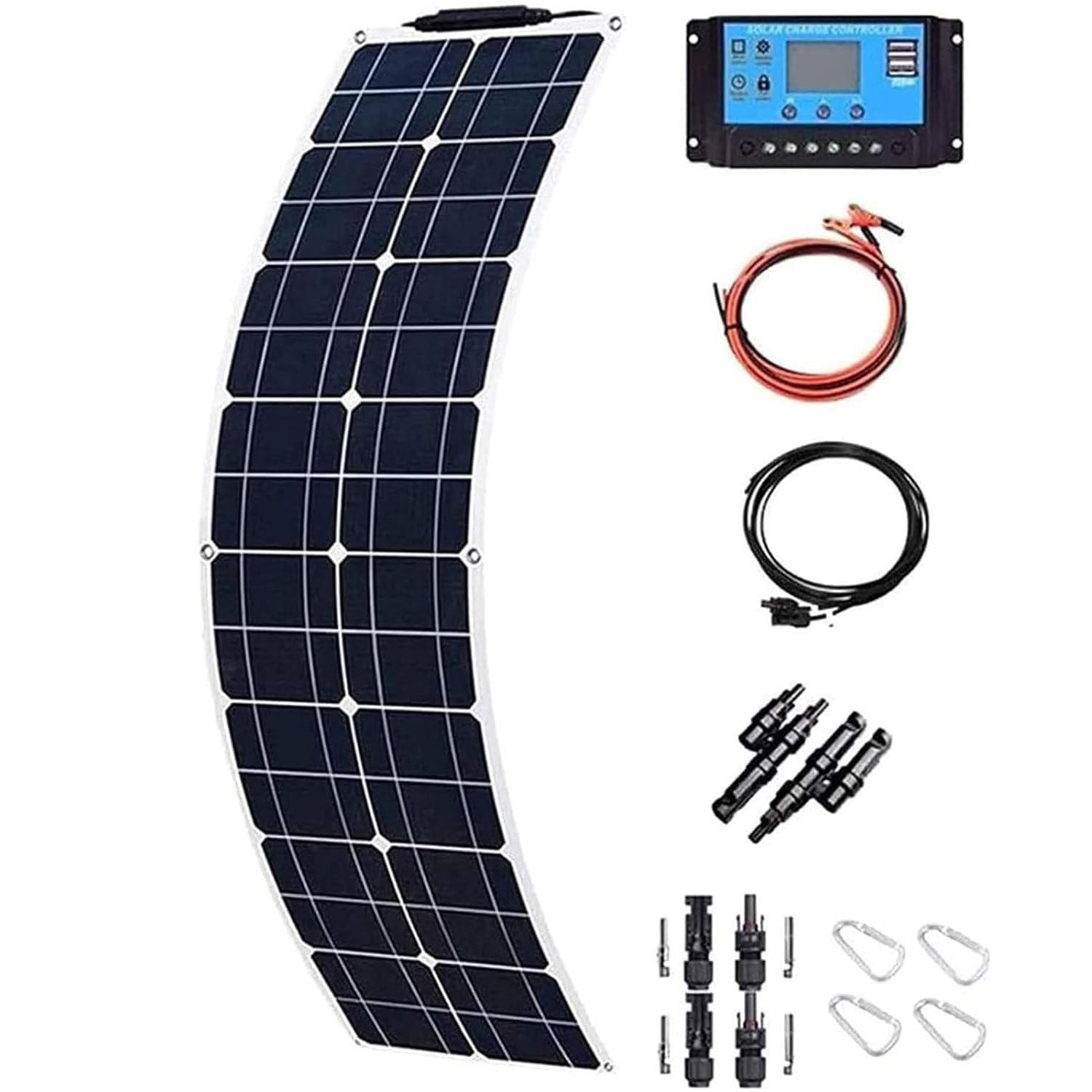 Kit Pannello Solare Da 200 W/400 W/800 W, Pannello Solare Monocristallino Flessibile, Pannello Solare Con Controller Da 40 A, Pannello Solare Ultrasottile,200W