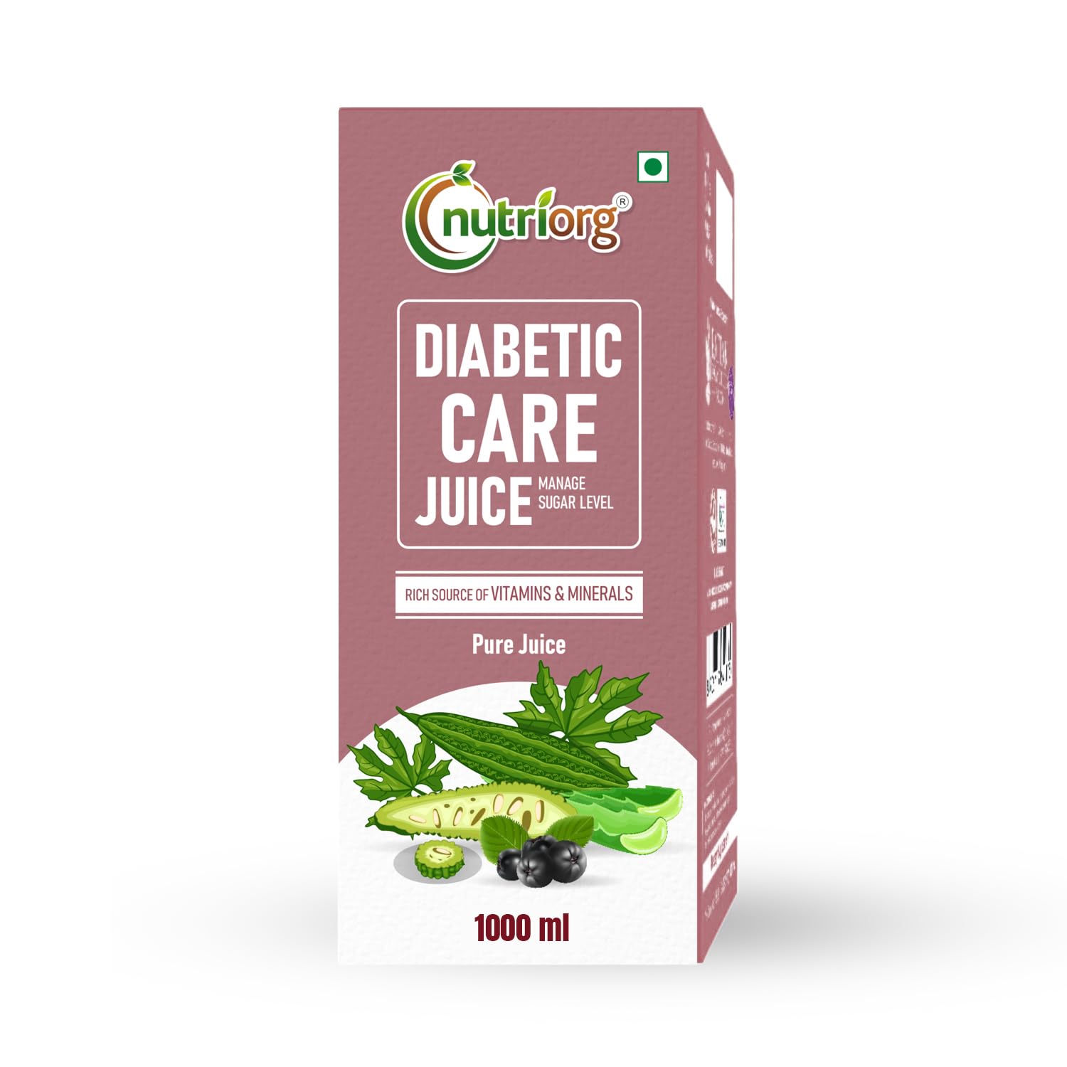 Nutriorg Diabetic Care Juice - 1000ml | Made from 100% Organic Produce with Owned -Farmland | Regulates Blood sugar level | No Added Sugar