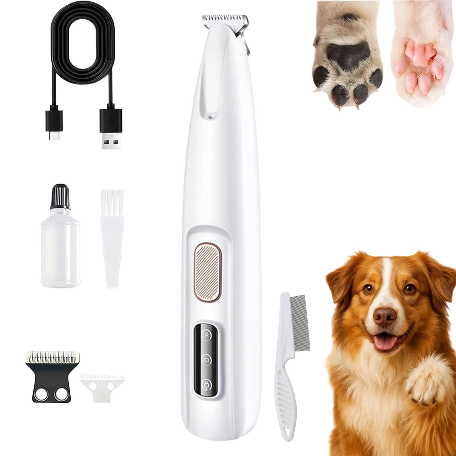 Tondeuse Patounet, Patounet Tondeuse Pour ChatTondeuse – Électrique De Précision Ultra-Silencieuse, Lames Sûres Et Hypoallergéniques, Ne Blessera Pas Votre Chat, Rechargeable