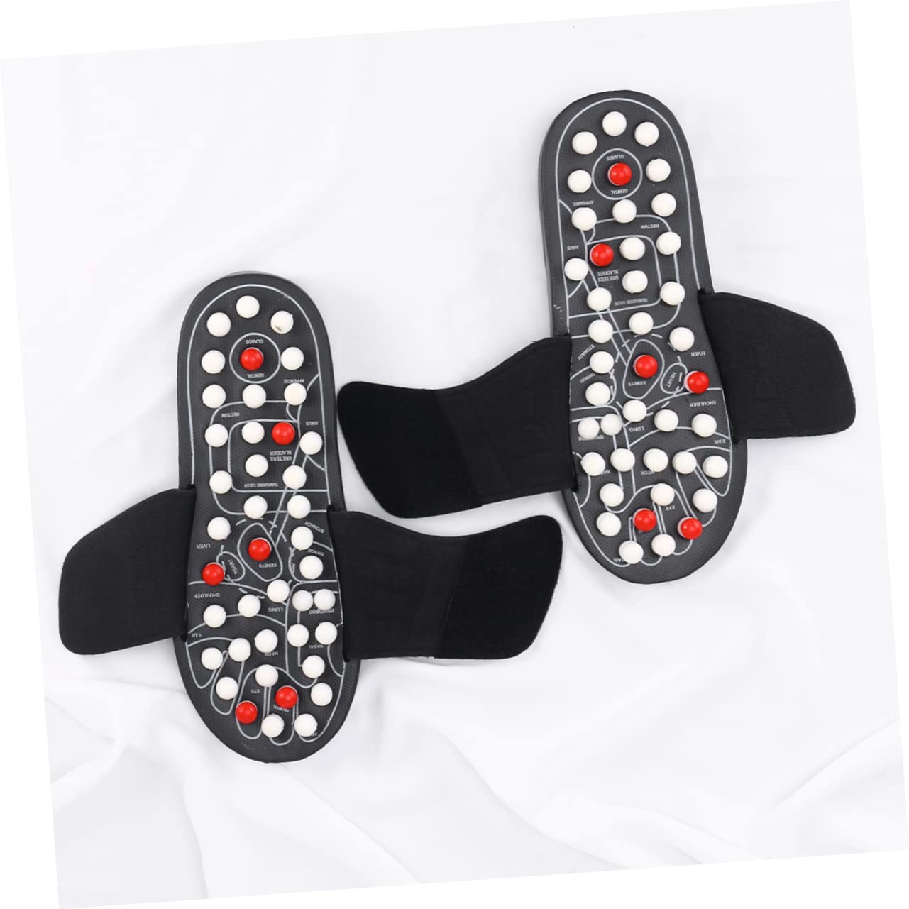 KOMBIUDA 1 Paar Therapeutische Sandalen Für Fußmassage Akupunktur Hausschuhe Für Plantarfasziitis Männer Und Frauen Mit Tai Chi Gossip Black Dot