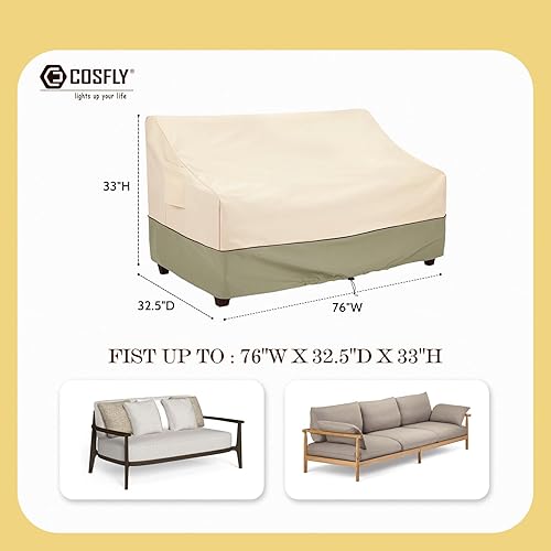 Miniatura 33 de COSFLY Fundas impermeables para sofá de patio y muebles de exterior, fundas de sofá de dos plazas exteriores que se adaptan a hasta 55 pulgadas