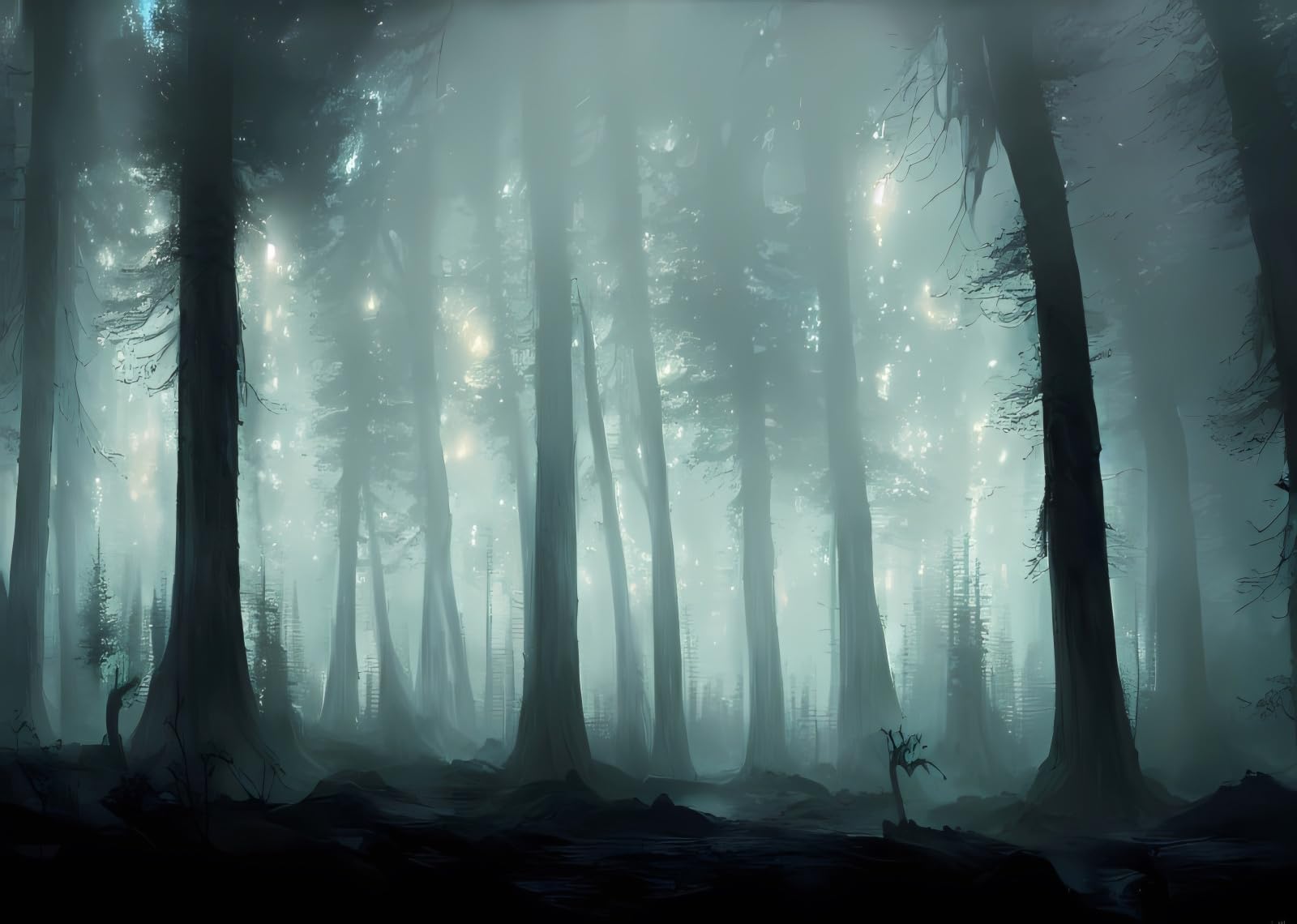 12x8FT (3.6x2.5m) Pineta Nebbiosa Con Luci Magiche Sfondo Fotografico