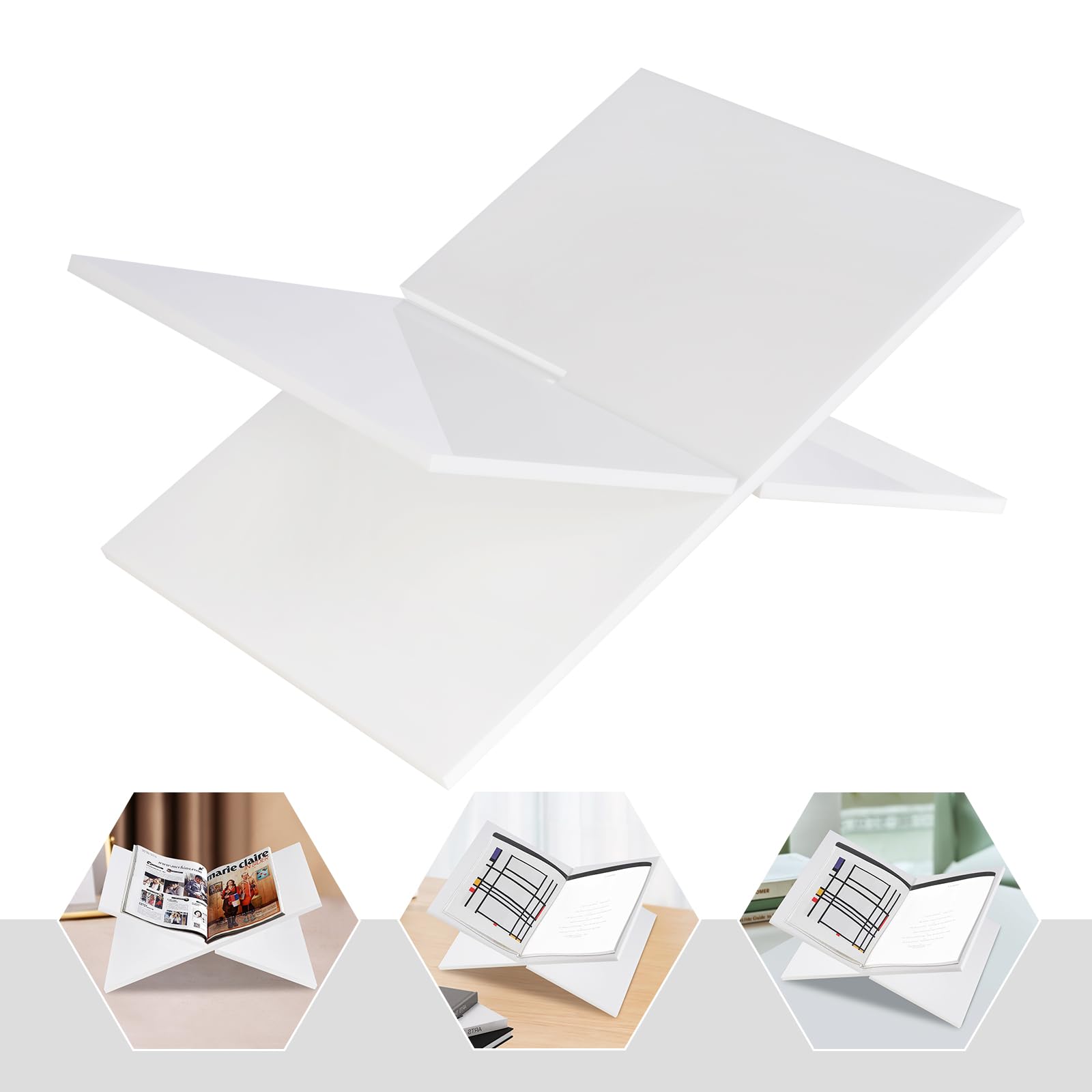 Portalibri in acrilico bianco – cornice a croce in acrilico per esposizione e lettura, adatto per arte, Bibbia, libro di cucina, cavalletto, riviste