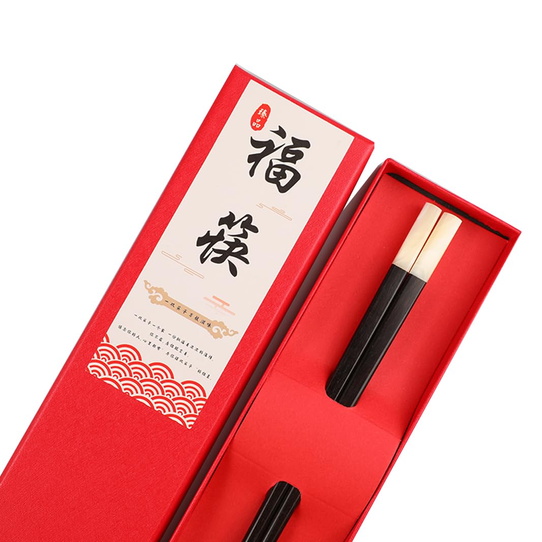 Baguettes, Baguettes réutilisables en Bois d'ébène de qualité supérieure, Coffret Cadeau, Baguettes antidérapantes (Color : U)