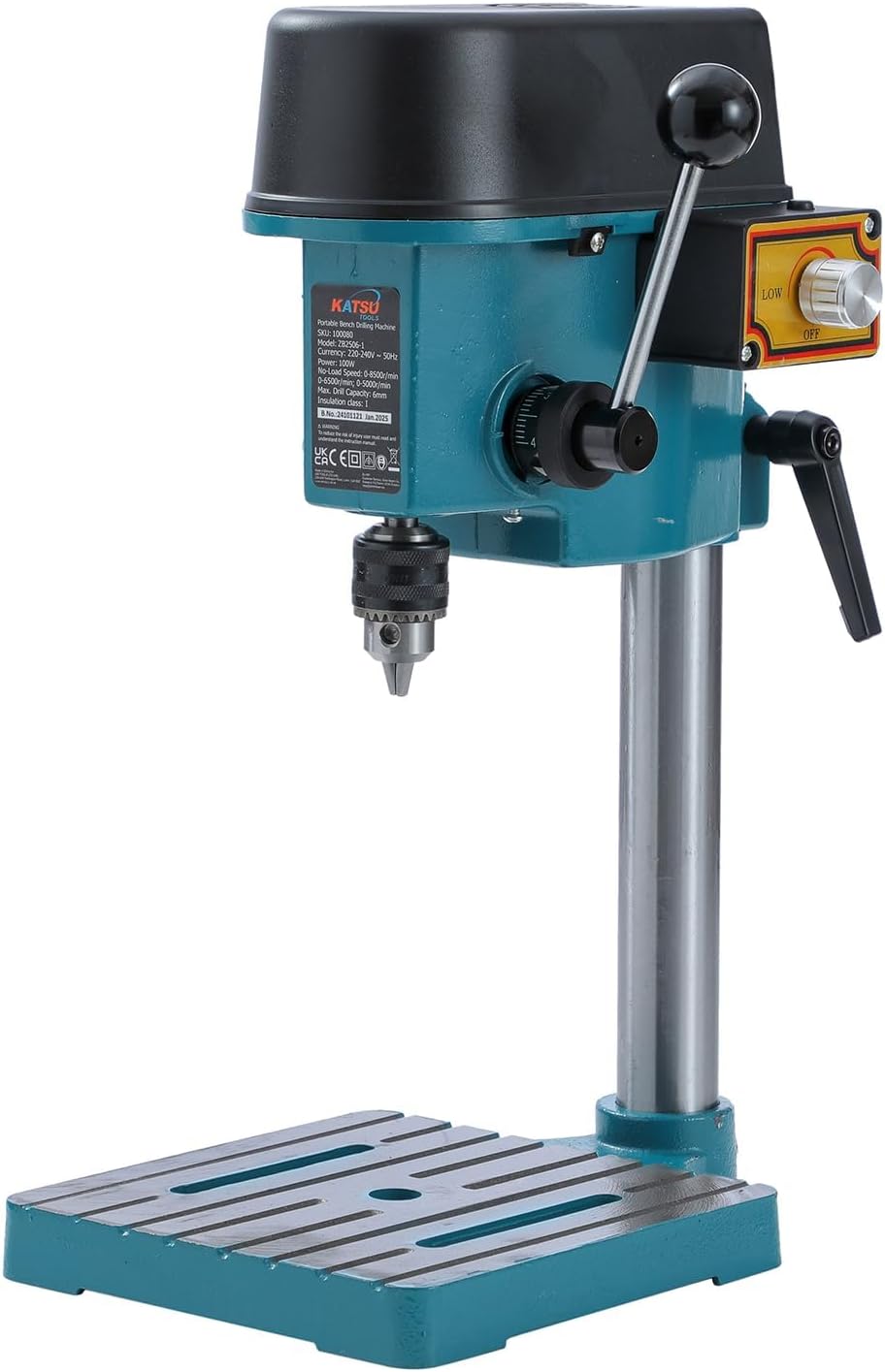 KATSU Mini Bench Drill Pillar Press Stand 100W with Fully Adjustable Speed + 6mm Chuck + Handle Lock + Electronic Variable Speed Switch