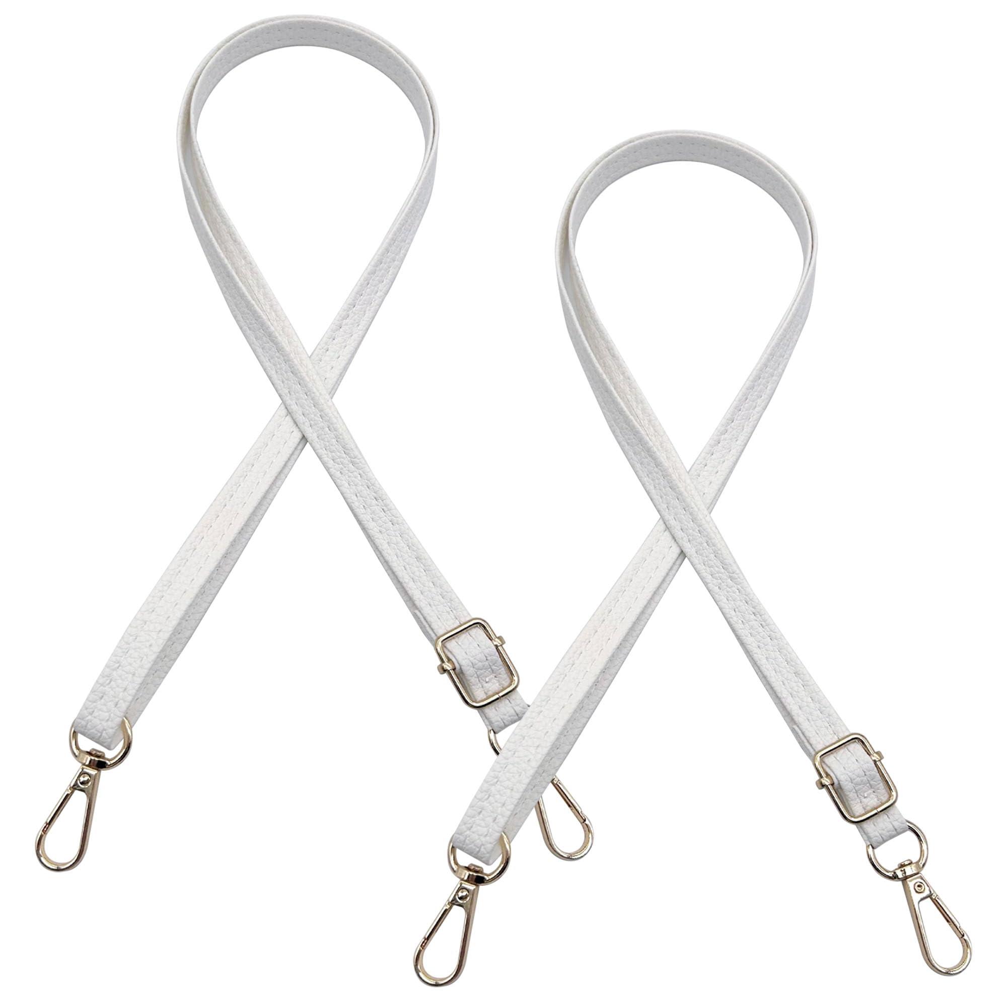 JMZLLRX 2 PCS Replacement PU Leather Bag Handles, White Adjustable Purse Strap for Handbags Shoulder Bag Crossbody Bag, DIY Purse Making Kit for Handmade Bag