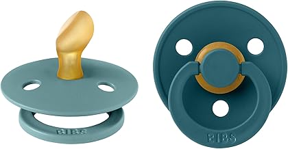 Bibs Colour Anatomical Pacifier 2 Pack BPA-Free Nipple Holder Natural Latex Made in Denmark Size 1 (0-6 Months), Island Sea/Forest Lake