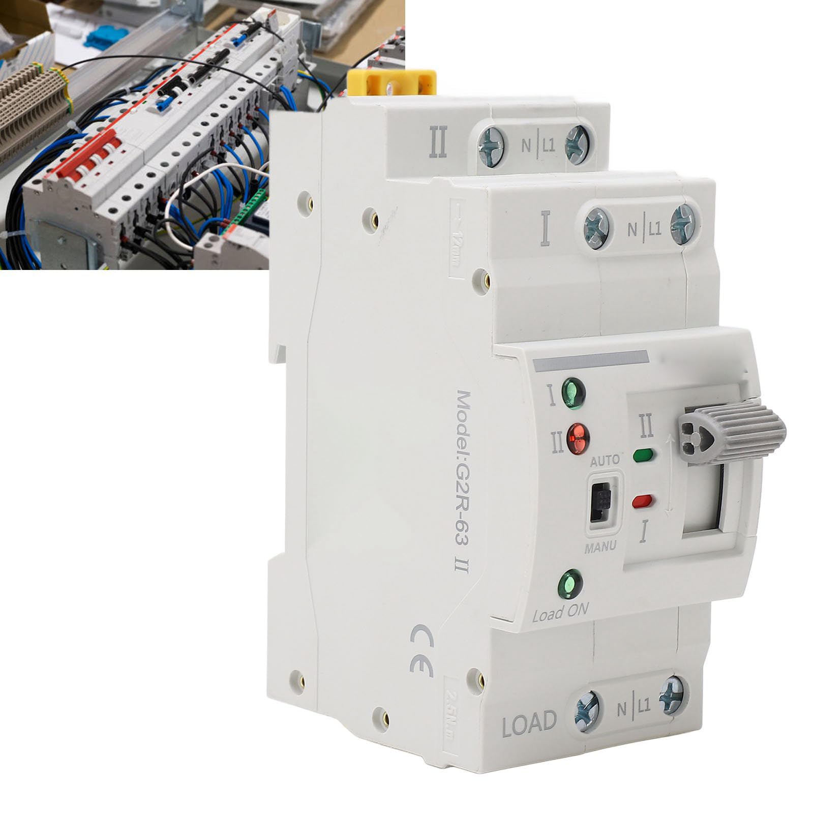 Interruttore Trasferimento Automatico ATS 2P 16A per Commutazione Rete Elettrica e Generatore di Backup per Emergenze
