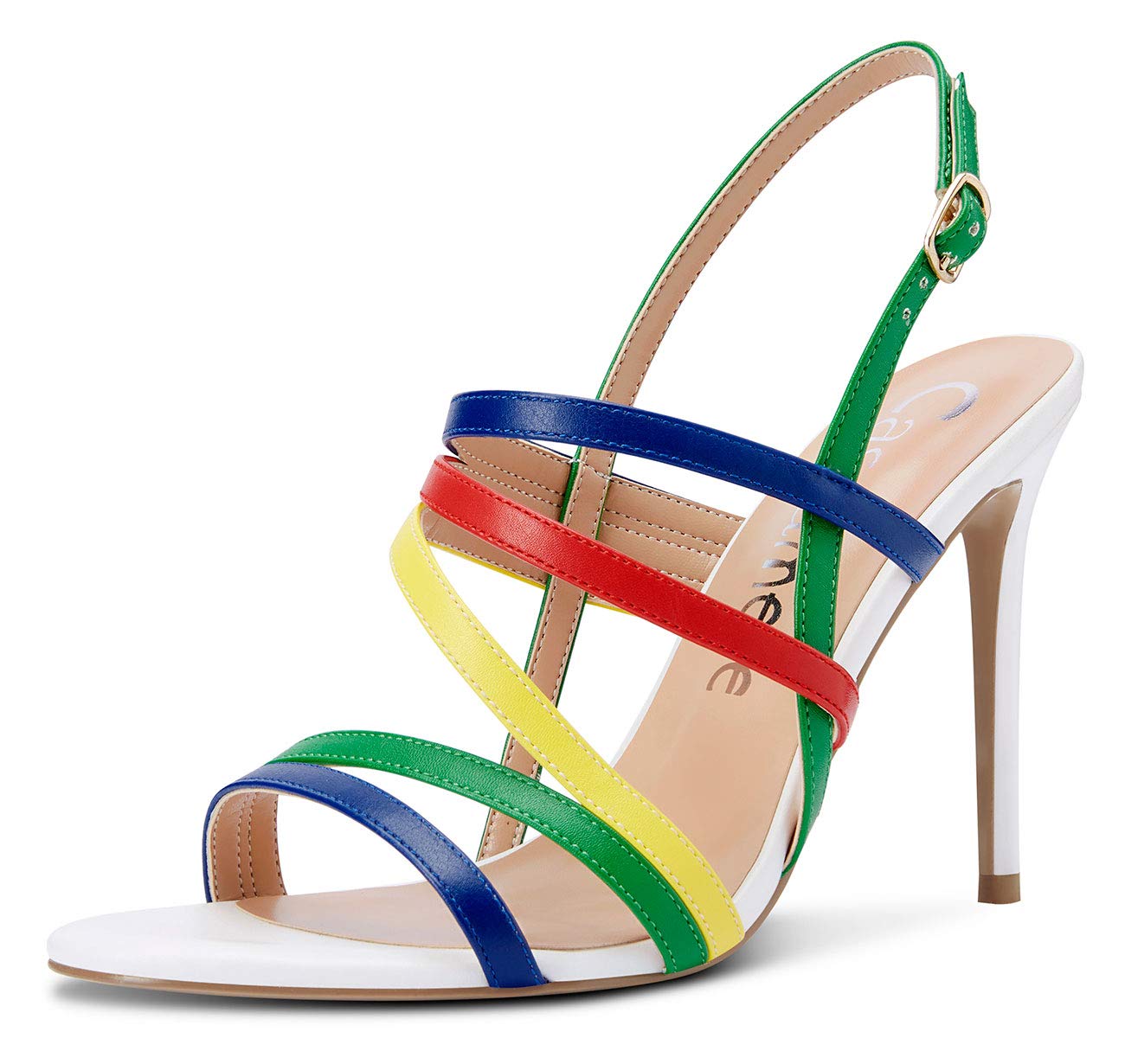 Castamere Zapatos de Tacón Mujer Tira de Tobillo Punta Abierta Sandalias Romanas Tacón de Aguja 10CM High Heels Pumps