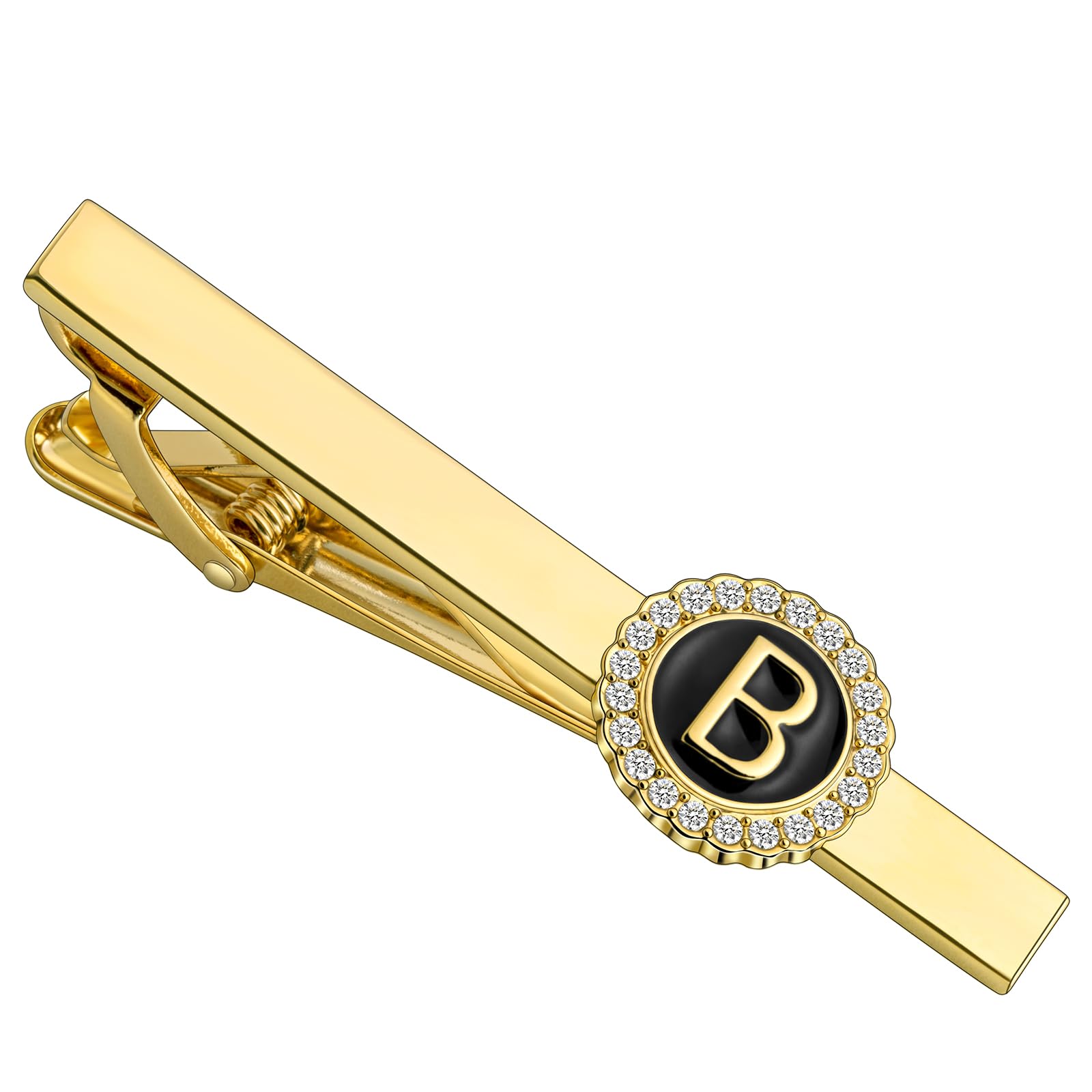 HAWSON 2.2 Inch Tie Clips for Men 18K Gold Color (A-Z Initial) for Men's Fashion Accessories Wedding Day Wearing,Men’s Jewelry or Gifts for Him,