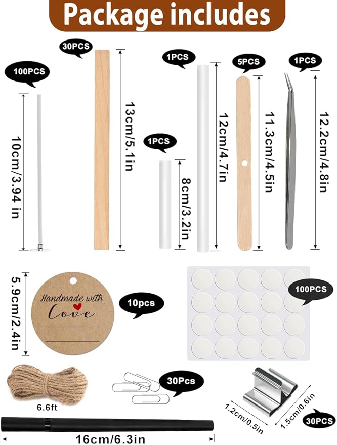 130 Pabilos para Velas: 100 Algodón y 30 Madera con Kit de Herramientas miniatura 3