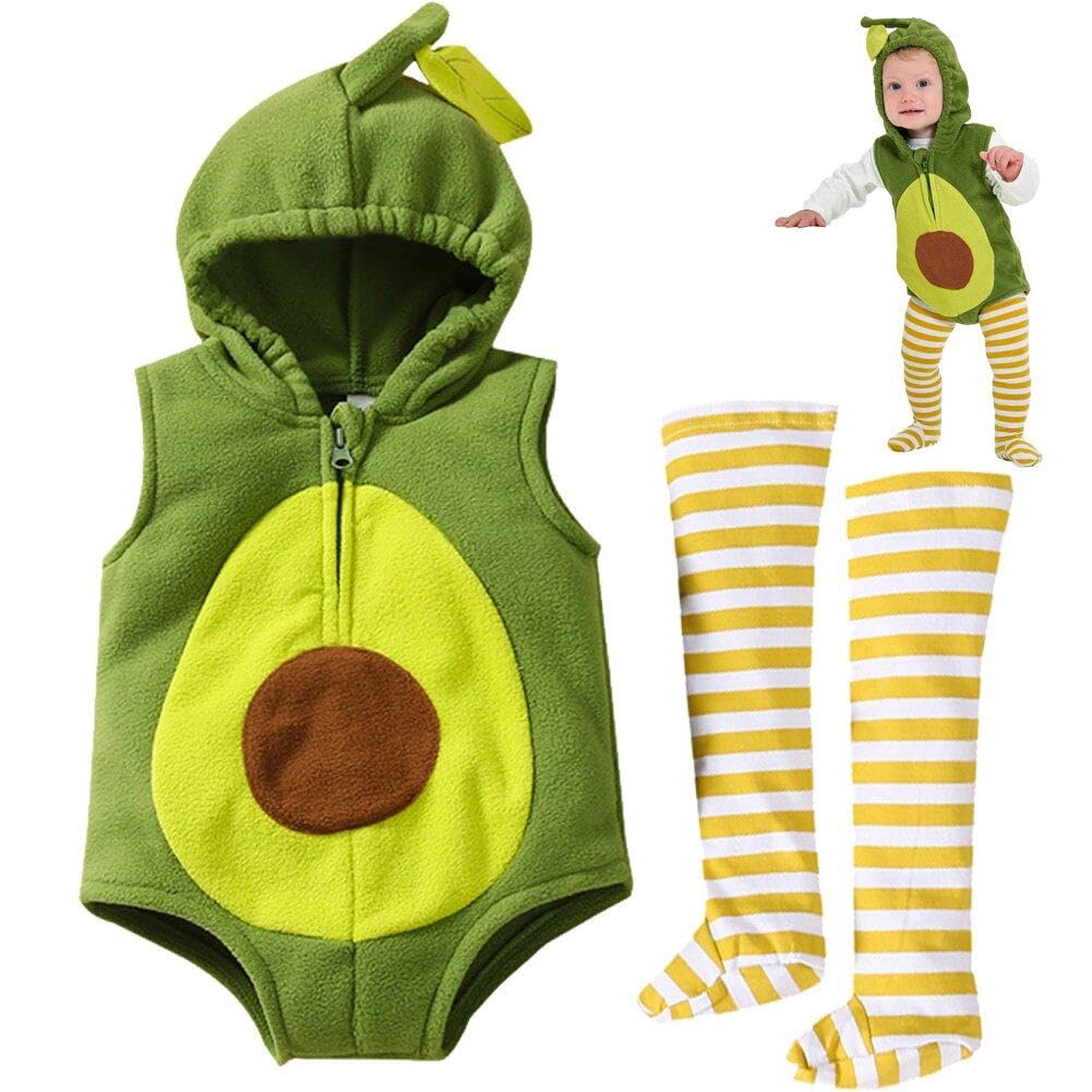 Disfraz De Aguacate Para Bebés Recién Nacidos Moliente Con Capucha Con Capas Con Medias Cosplay Temo Fiesta Aguacate Trajes Para Bebés.