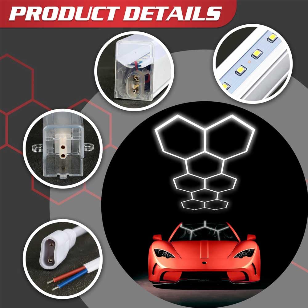 Superhelle Sechseckige LED Garage Deckenleuchte 23040 Lumen - Energiesparend für Keller, Lagerraum, Büro & Garage - Einfache Montage, IP44 Wasserschutz (5PCS Hex)