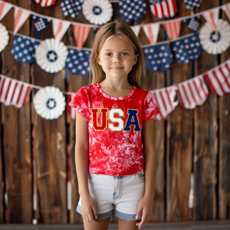 Image of 4th of July Shirts for Girls Patriotic American Flag Kids Clothing